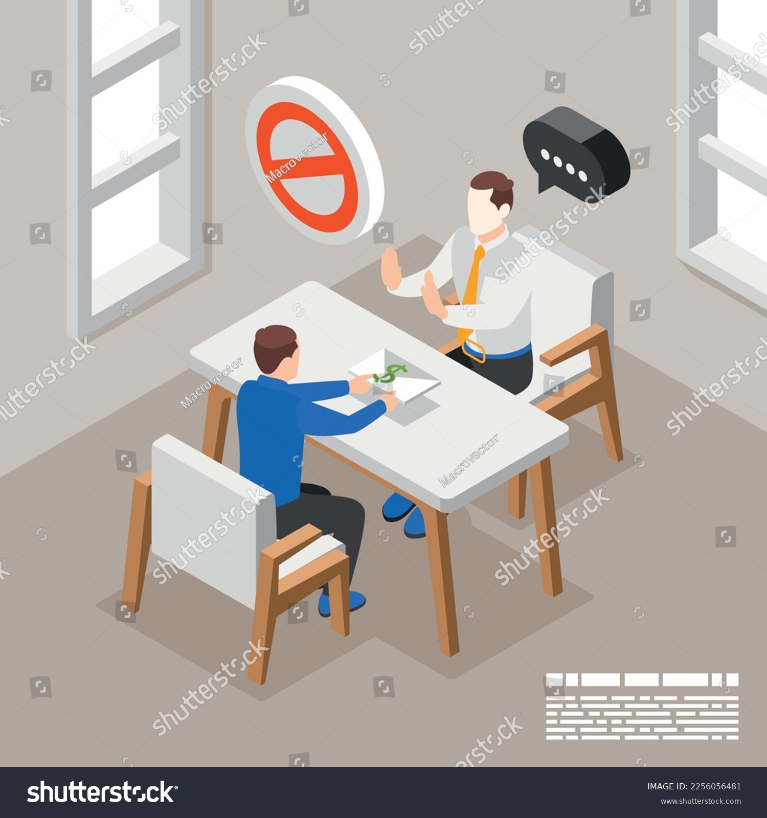 SVG of Isometric concept of esg and anti corruption policy with man rejecting bribe 3d vector illustration svg