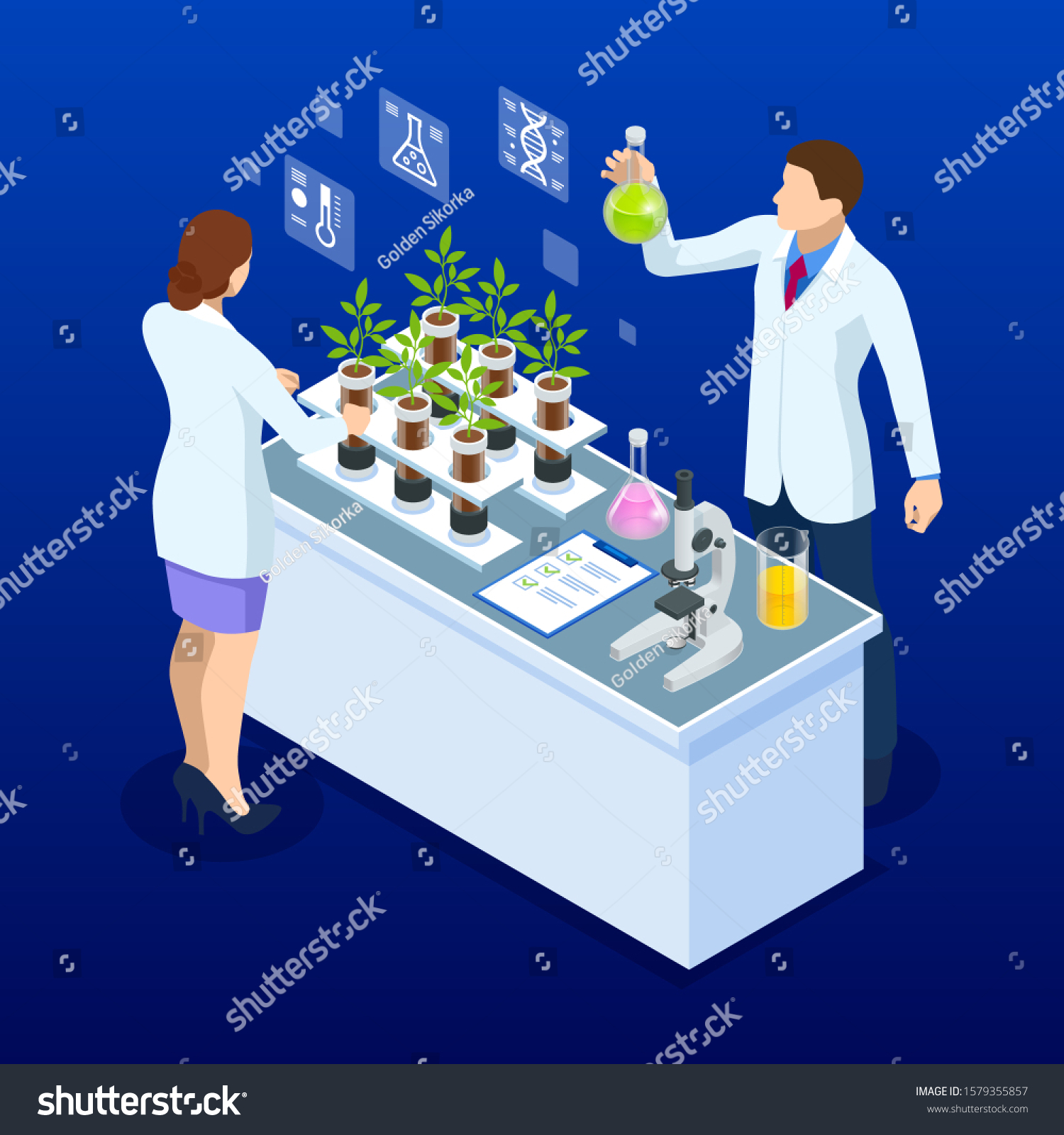 Isometric Concept Laboratory Exploring New Methods Stock Vector ...