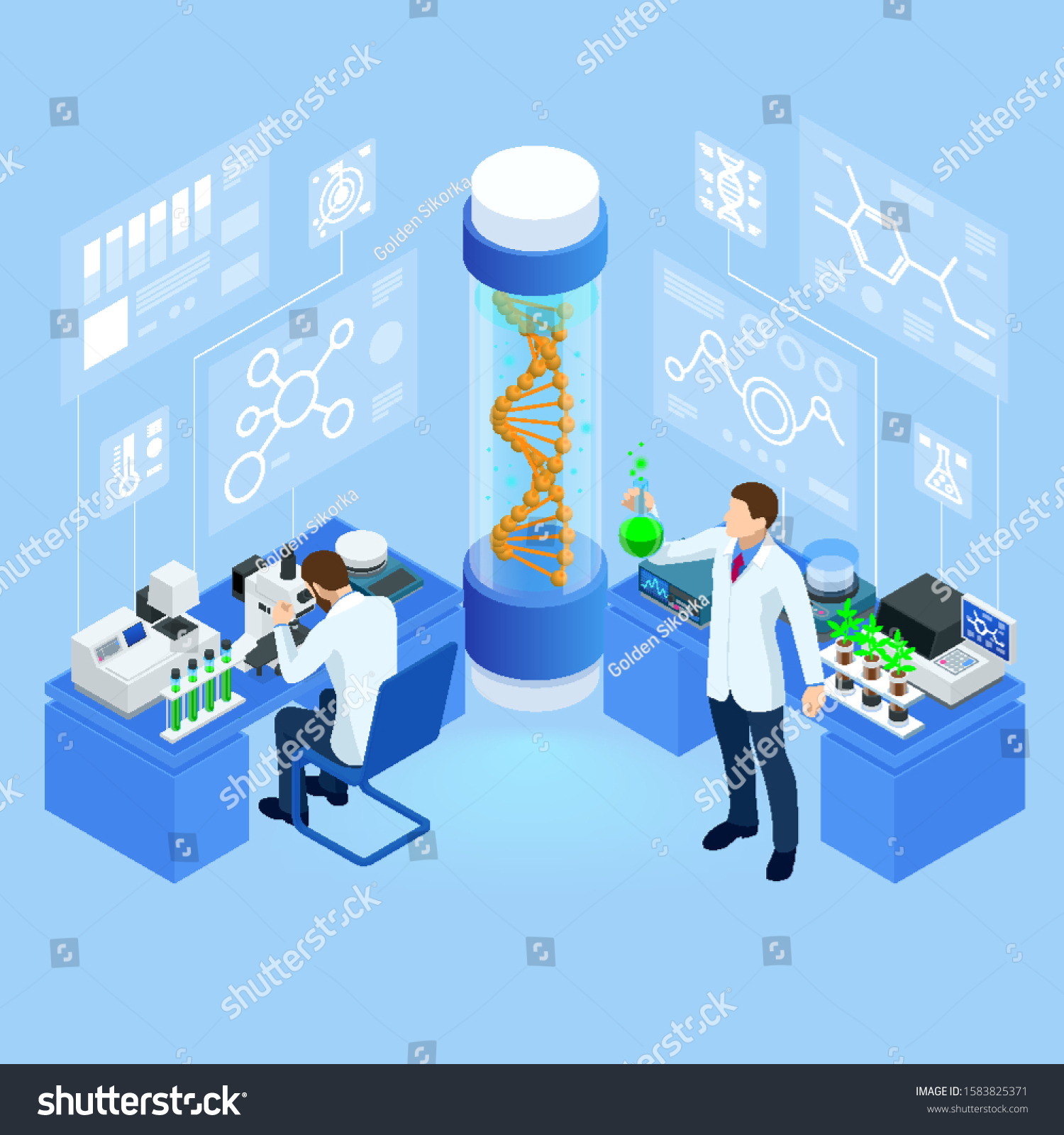 Isometric Concept Laboratory Exploring New Methods Stock Vector ...