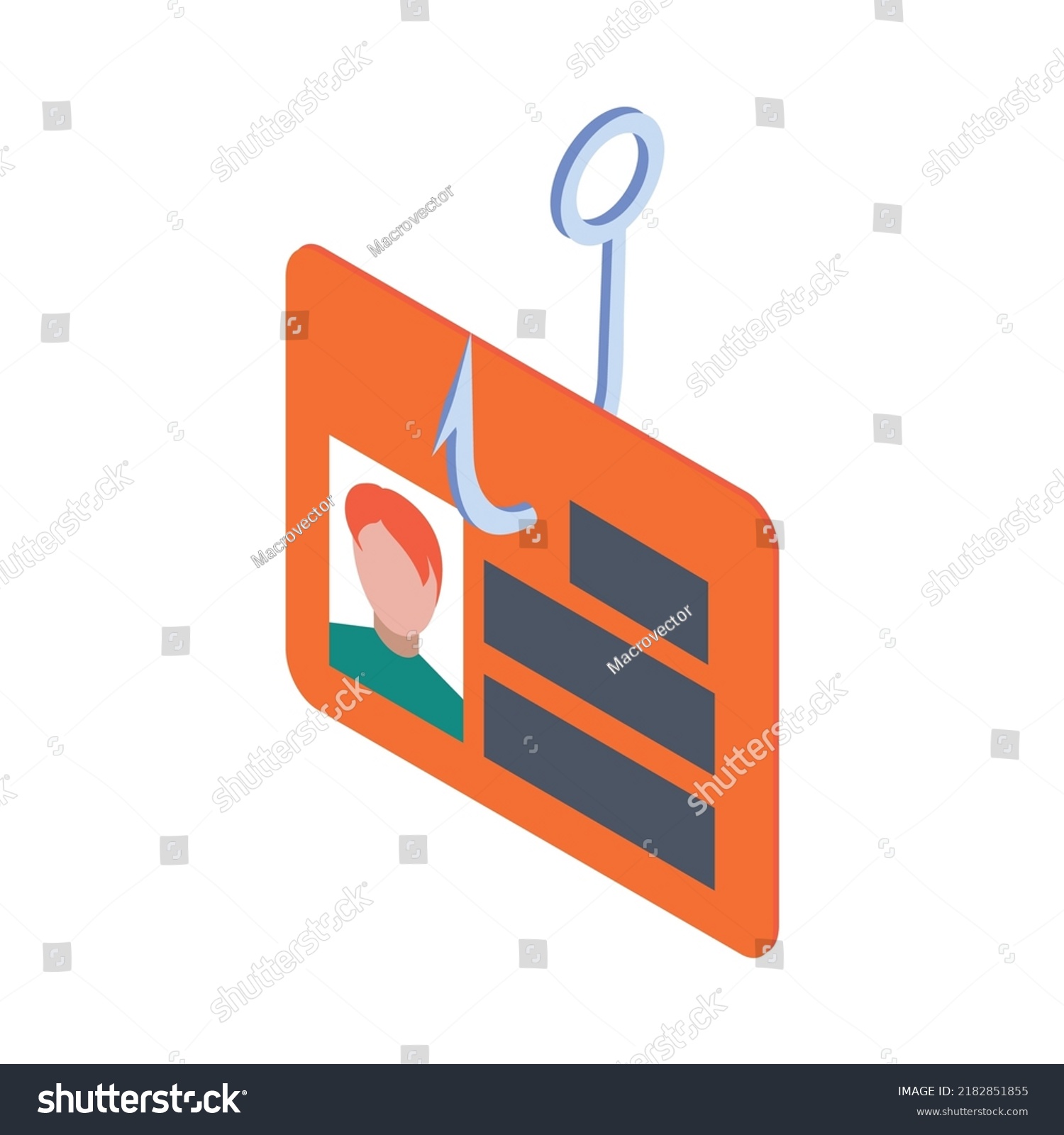 orange id card hooked by fishing hook clip art preview