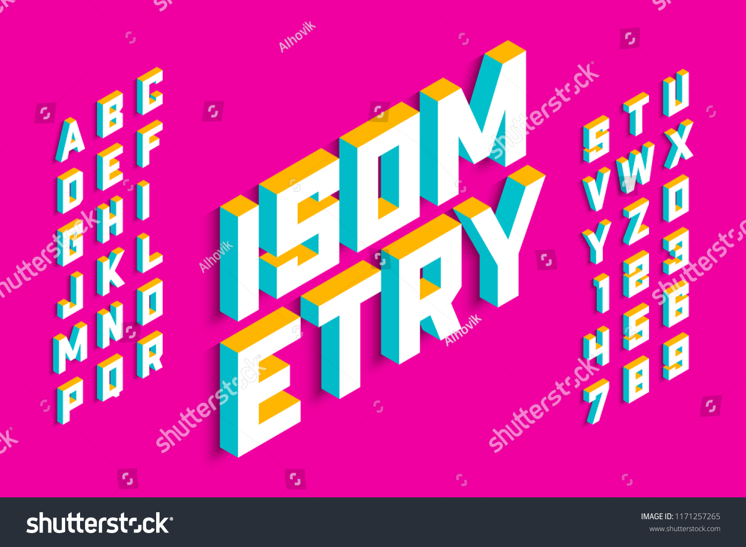 Isometric 3d Font Design Threedimensional Alphabet Stock Vector