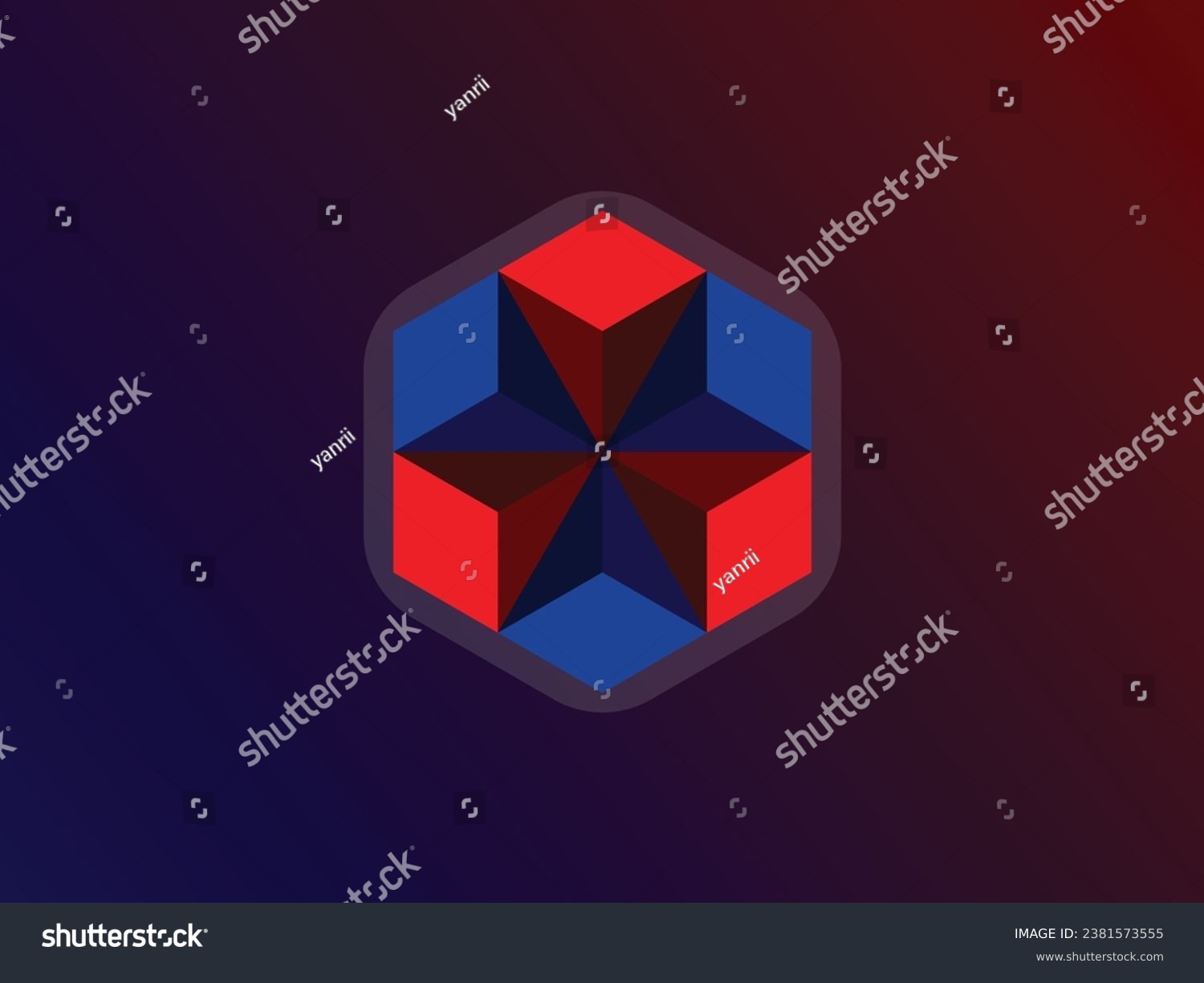 SVG of isometric 3D hexagon symbol logo vector design of blockchain or diamond perspective of a cube svg