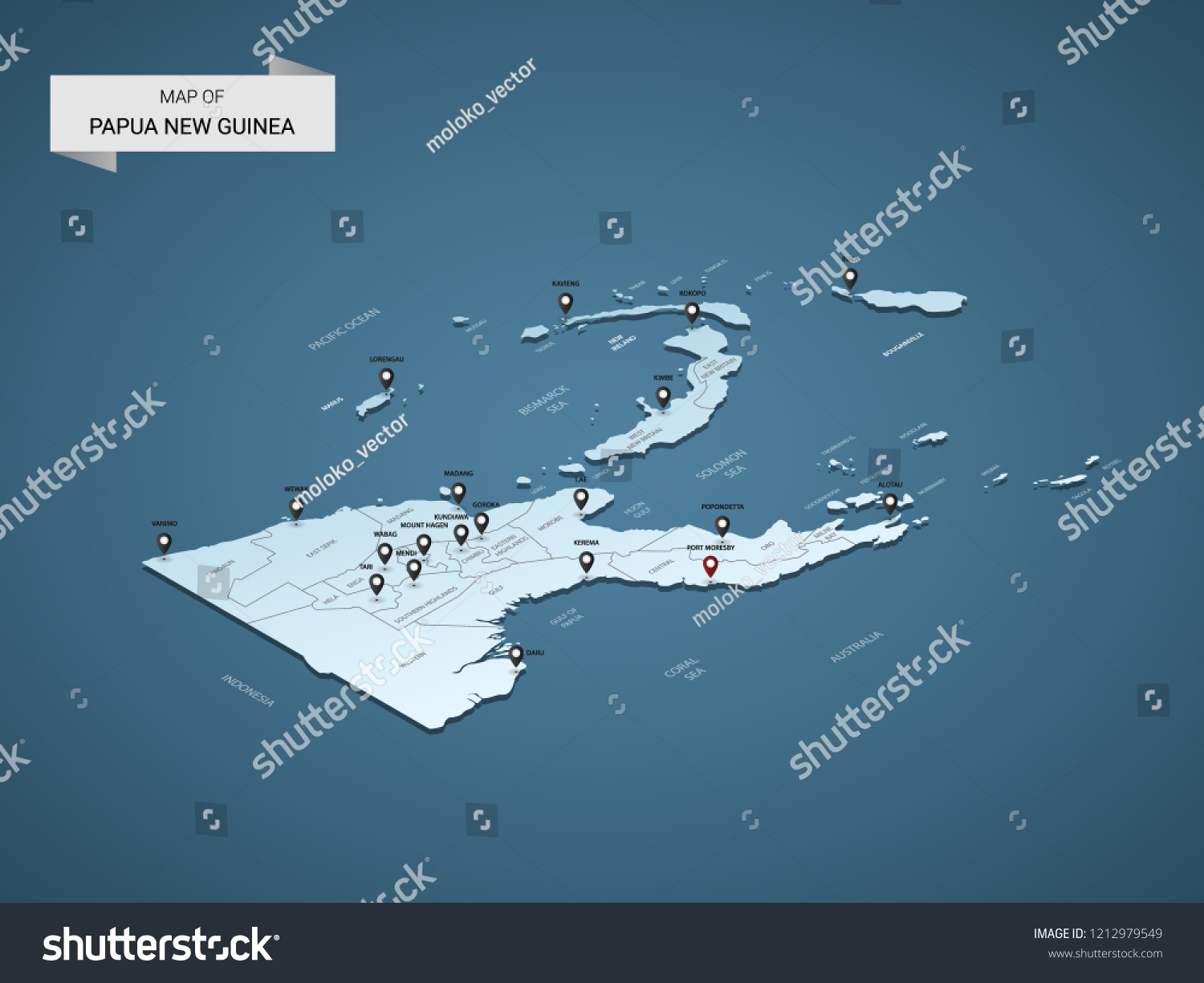 Isometric 3d Papua New Guinea Map Stock Vector (Royalty Free ...