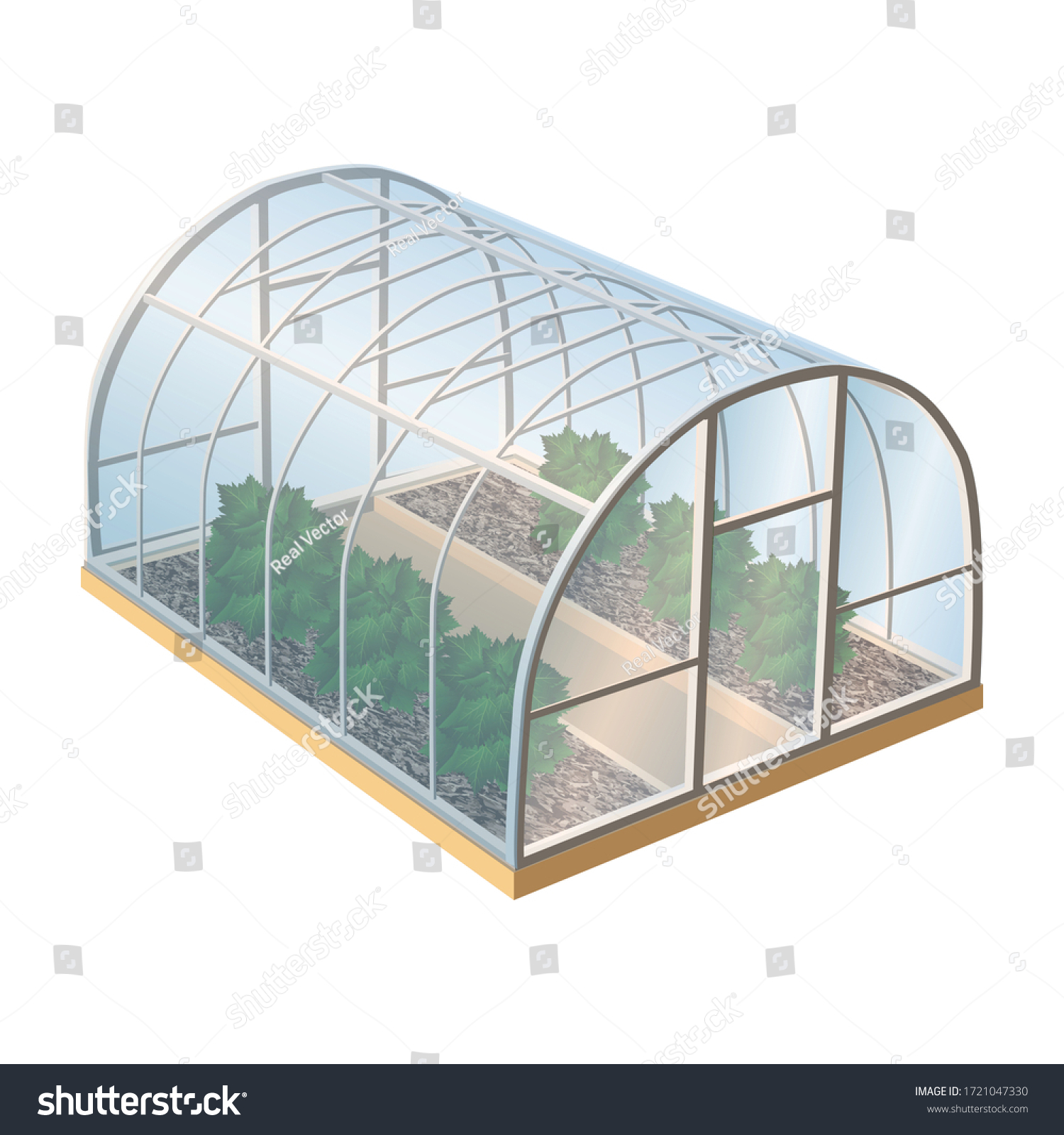 SVG of Isometric 3d realistic vector greenhouse with plants and glass. Isolated illustration icon on white background.  svg