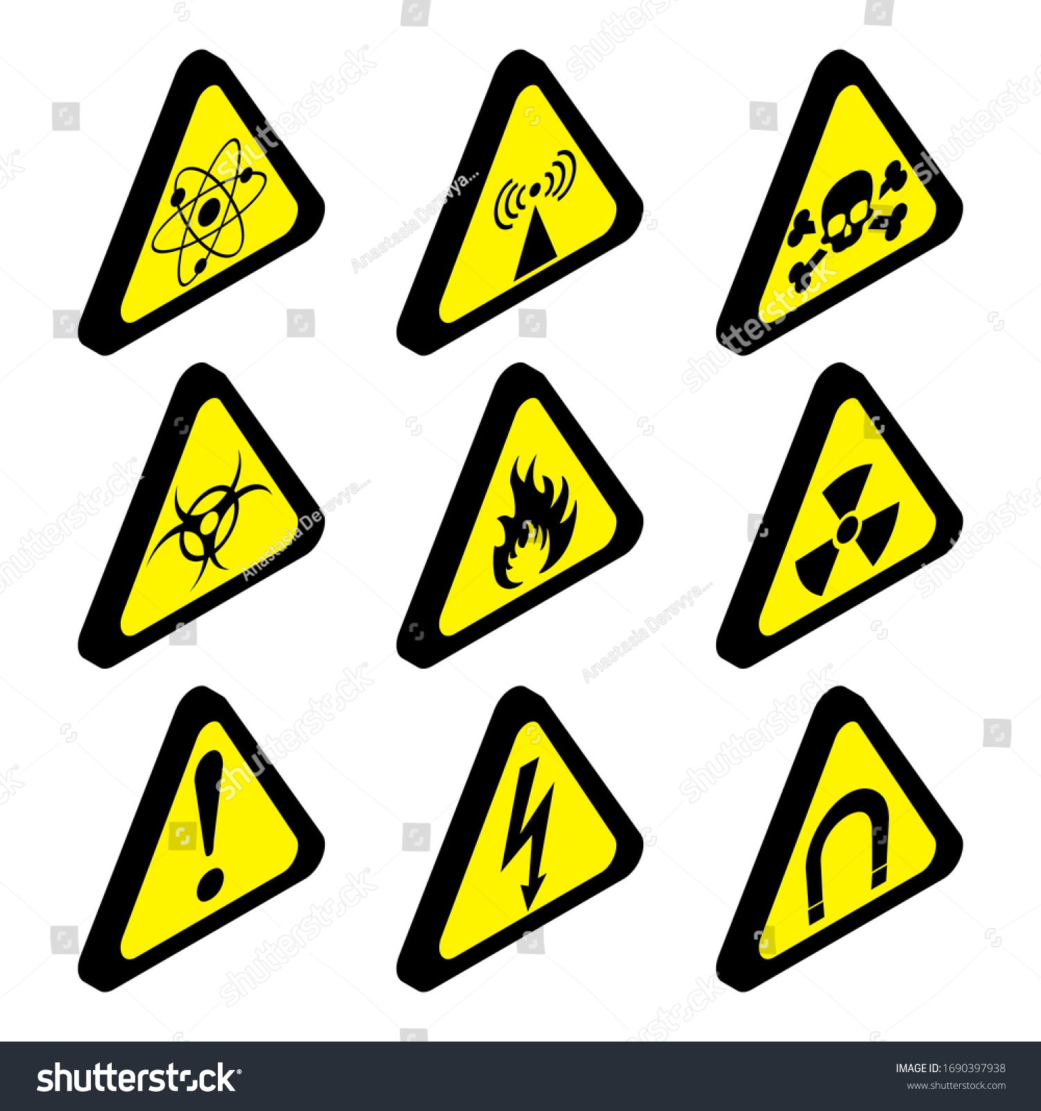 Isometric Danger Toxic Sign Yellow Triangle Stock Vector (Royalty Free ...