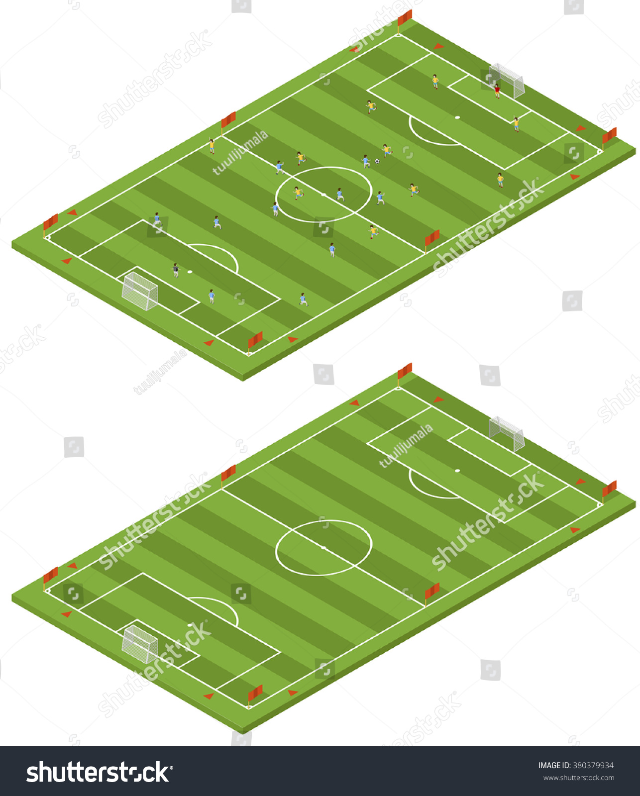 Isometric Flat 25d Soccer Field Template Stock Vector (Royalty Free Inside Blank Football Field Template