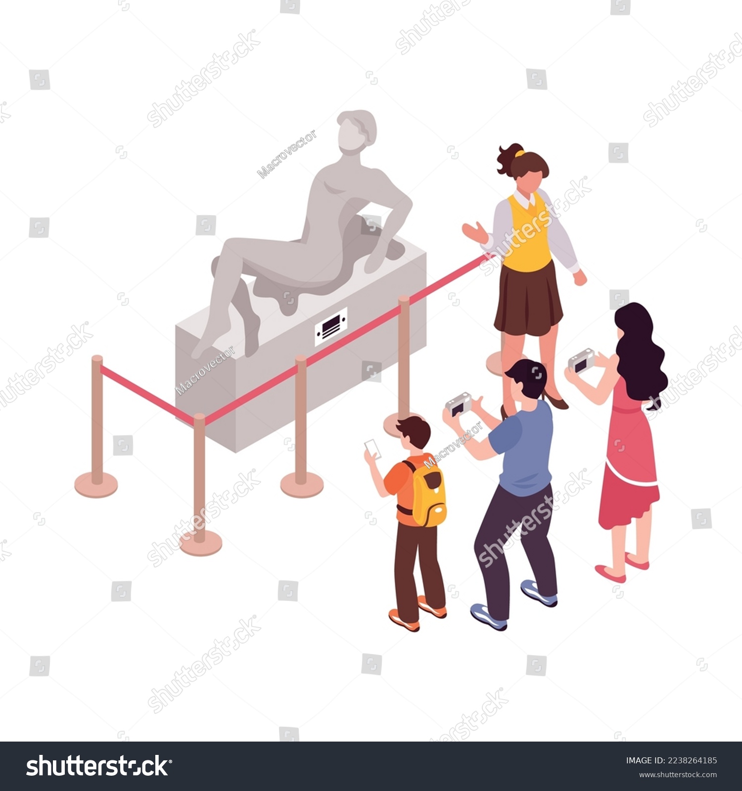 museum visitors taking photos of statue clip art preview