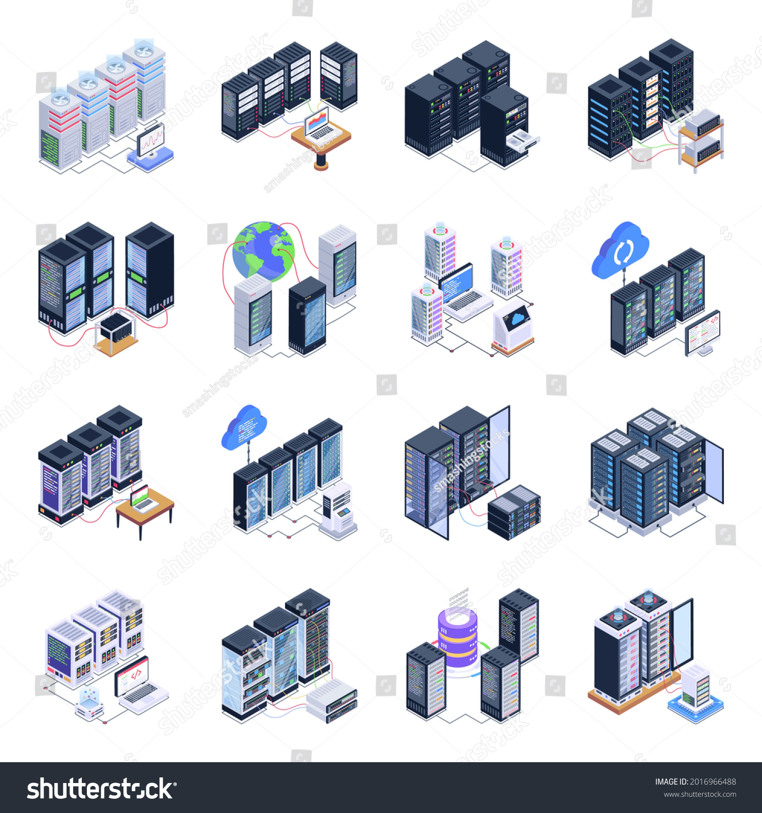 Isometric Icons Storage Databases Modern Style Stock Vector (Royalty ...