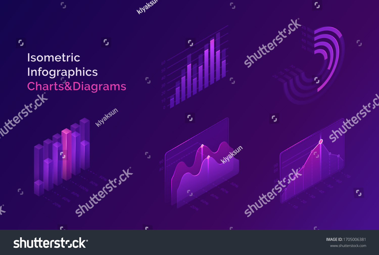 SVG of Isometric infographics charts and diagrams, 3d data analysis columns, infographic vector elements, financial information datum statistic. Template for business presentation, report or web site design svg