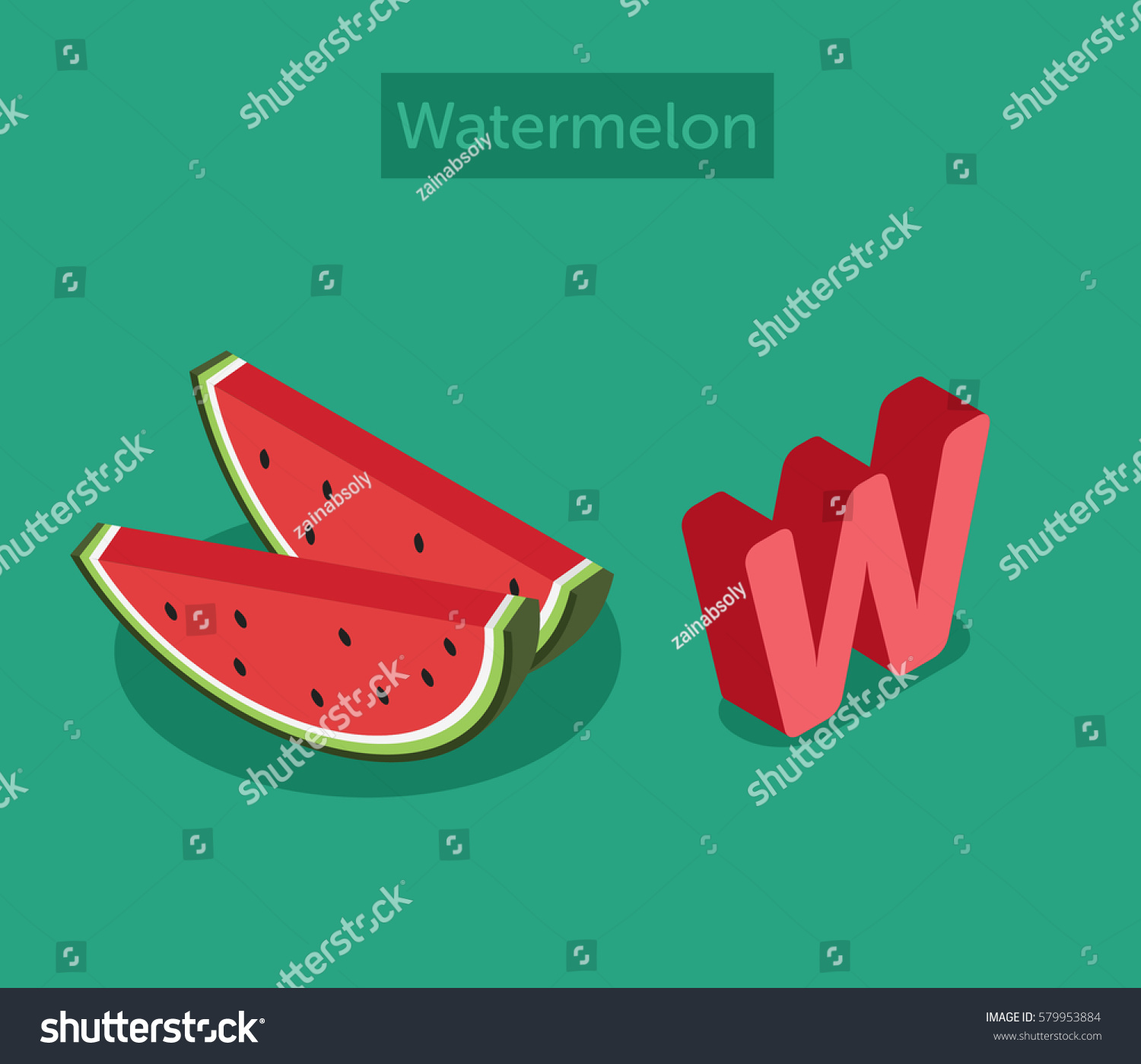 isometric-letter-w-word-watermelon-stock-vector-royalty-free