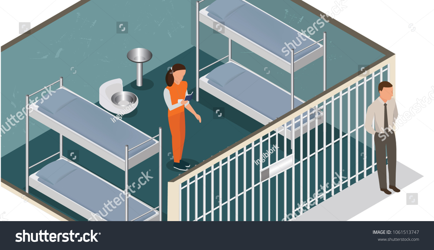 Isometric Model Modern Prison Woman Prison Stock Vector (Royalty Free ...