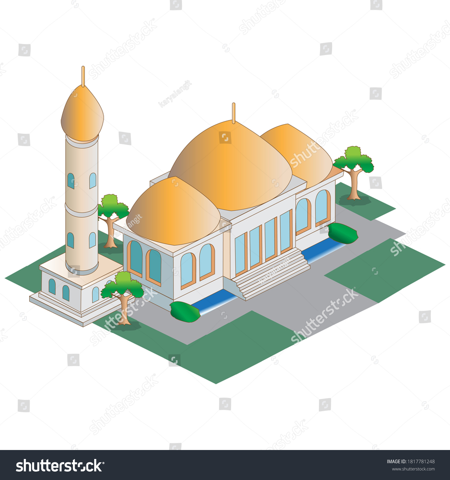 Isometric Mosque Building Icon Stock Vector Royalty Free 1817781248 Shutterstock 9572