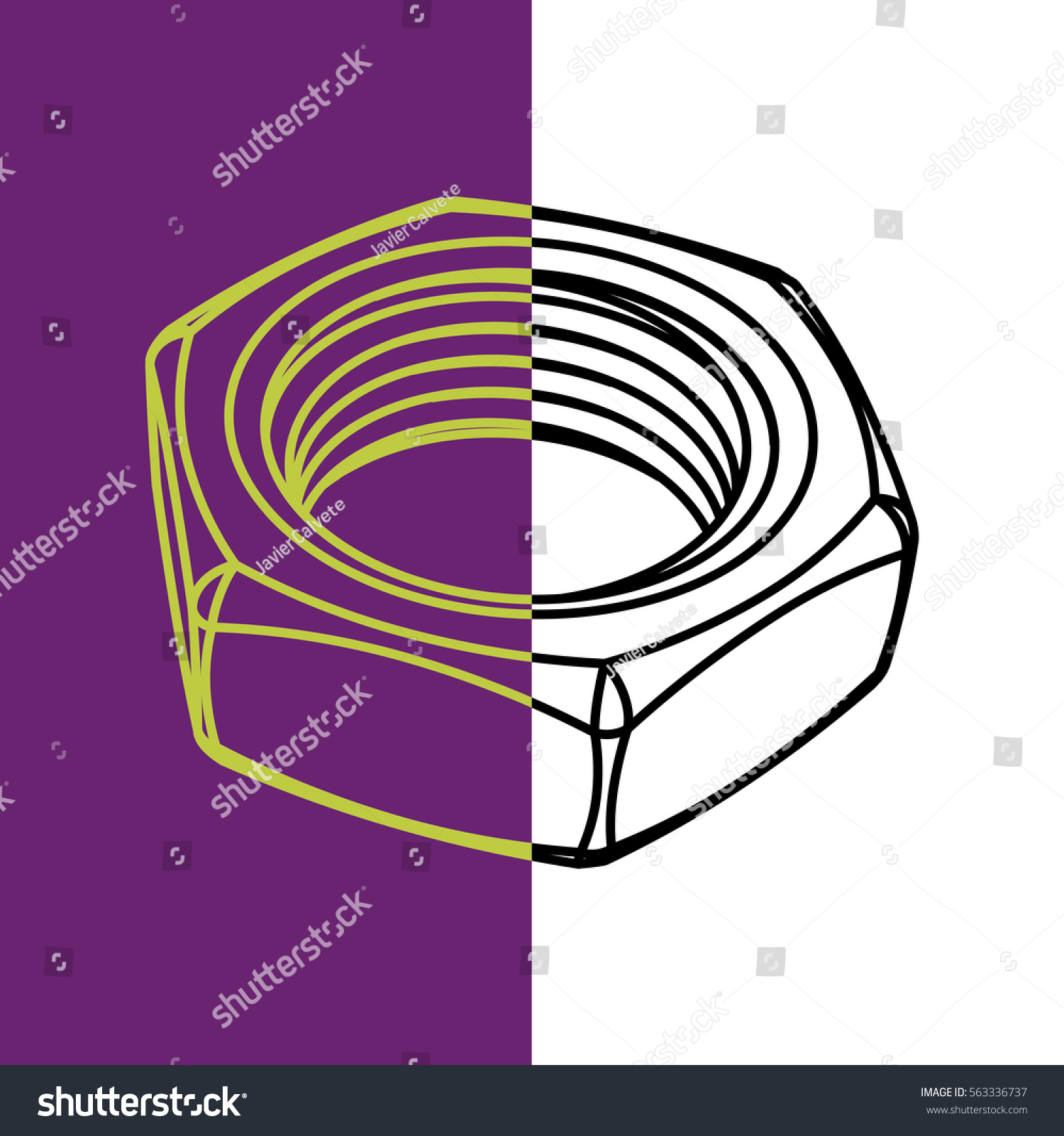 Isometric Nut Drawing Vector Editable Stock Vector (Royalty Free) 563336737