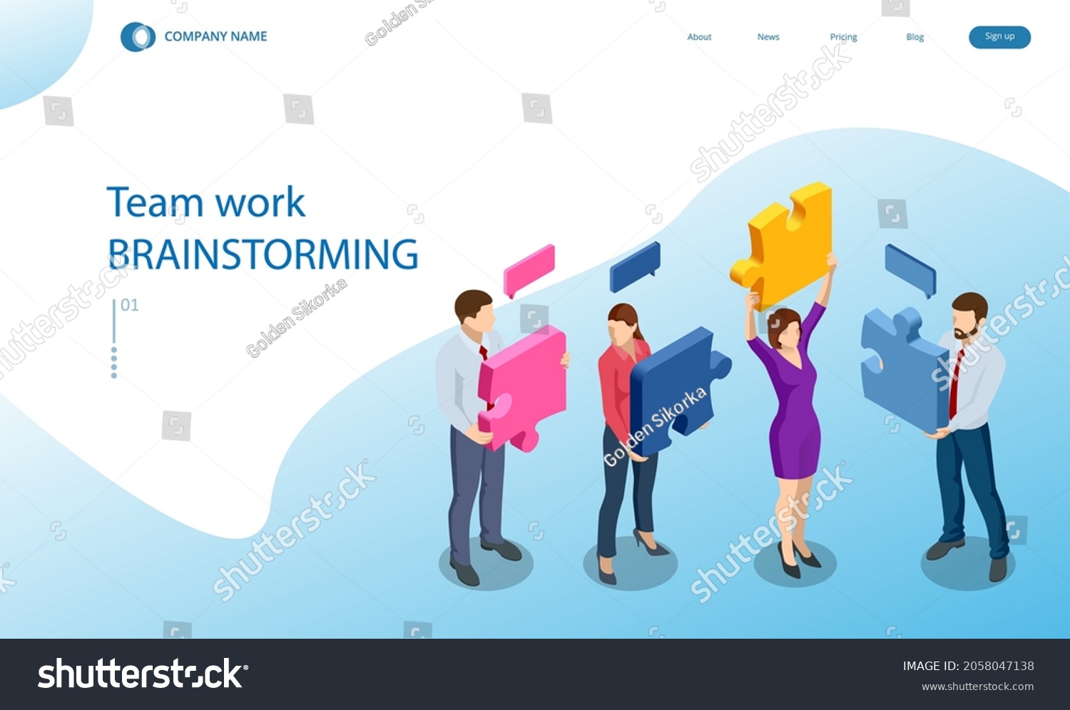 Isometric People Connecting Puzzle Elements Business Stock Vector Royalty Free 2058047138 4198