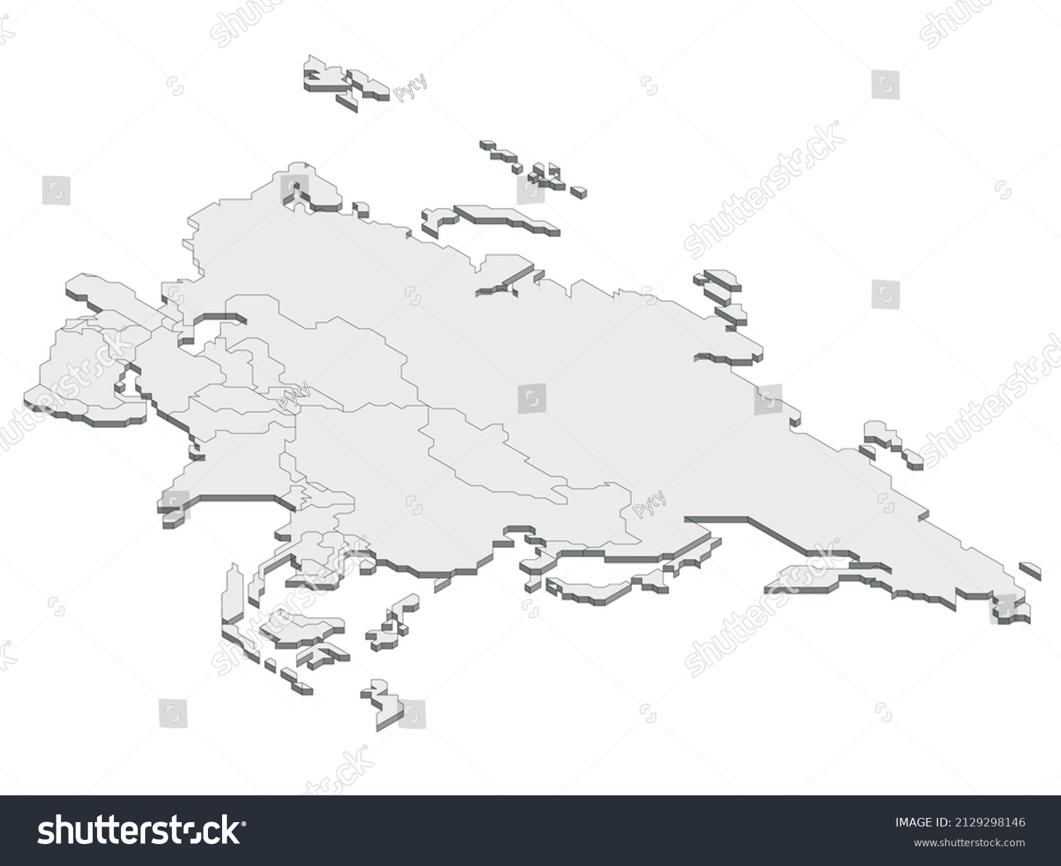 Isometric Political Map Asia Stock Vector Royalty Free 2129298146 4345
