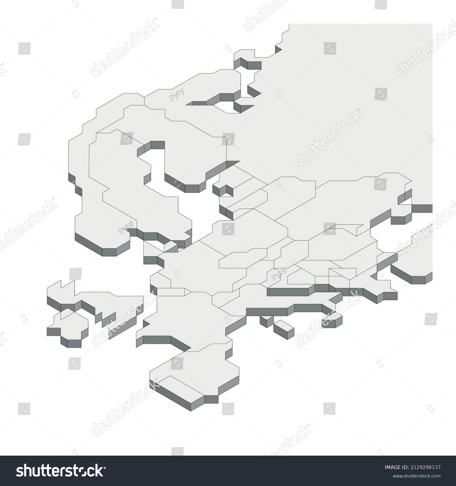 Isometric Political Map Europe Stock Vector Royalty Free 2129298137 Shutterstock 6819