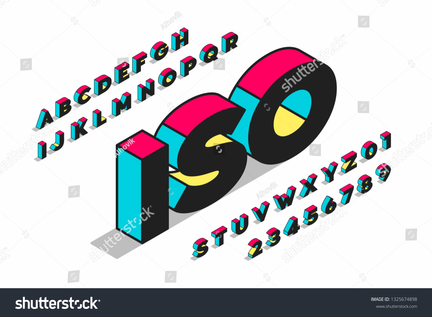 Isometric Projection 3d Font Design Alphabet Stock Vector (Royalty Free ...