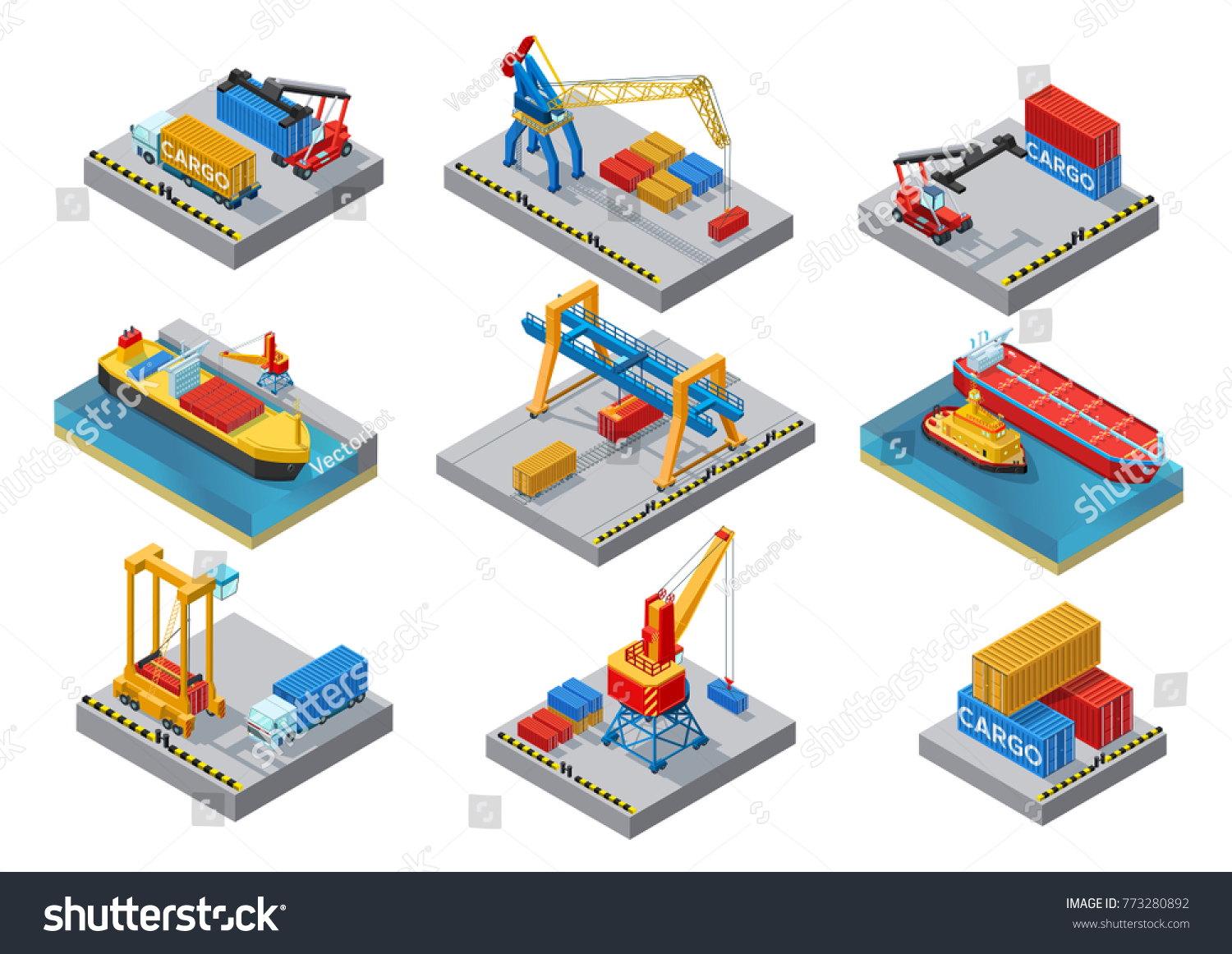 isometric-sea-port-elements-set-ships-stock-vector-royalty-free-773280892