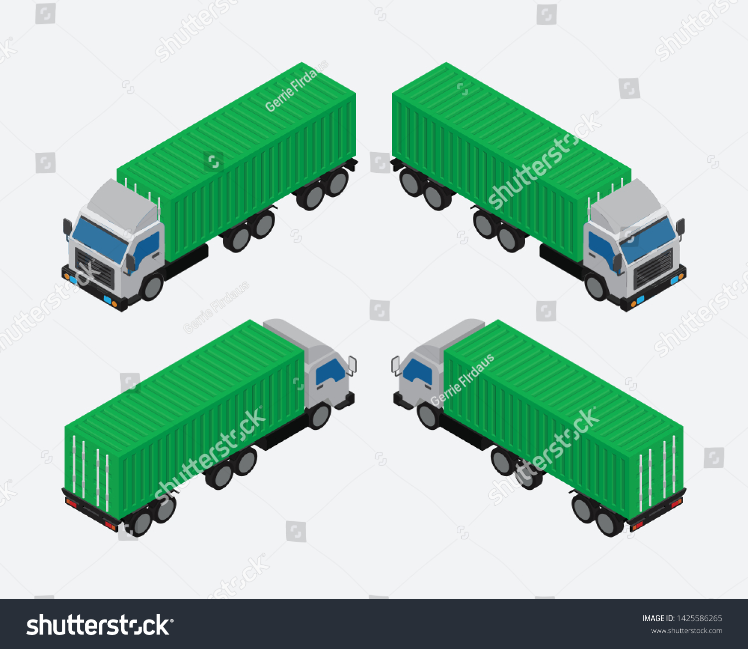 isometric-shipping-container-truck-vector