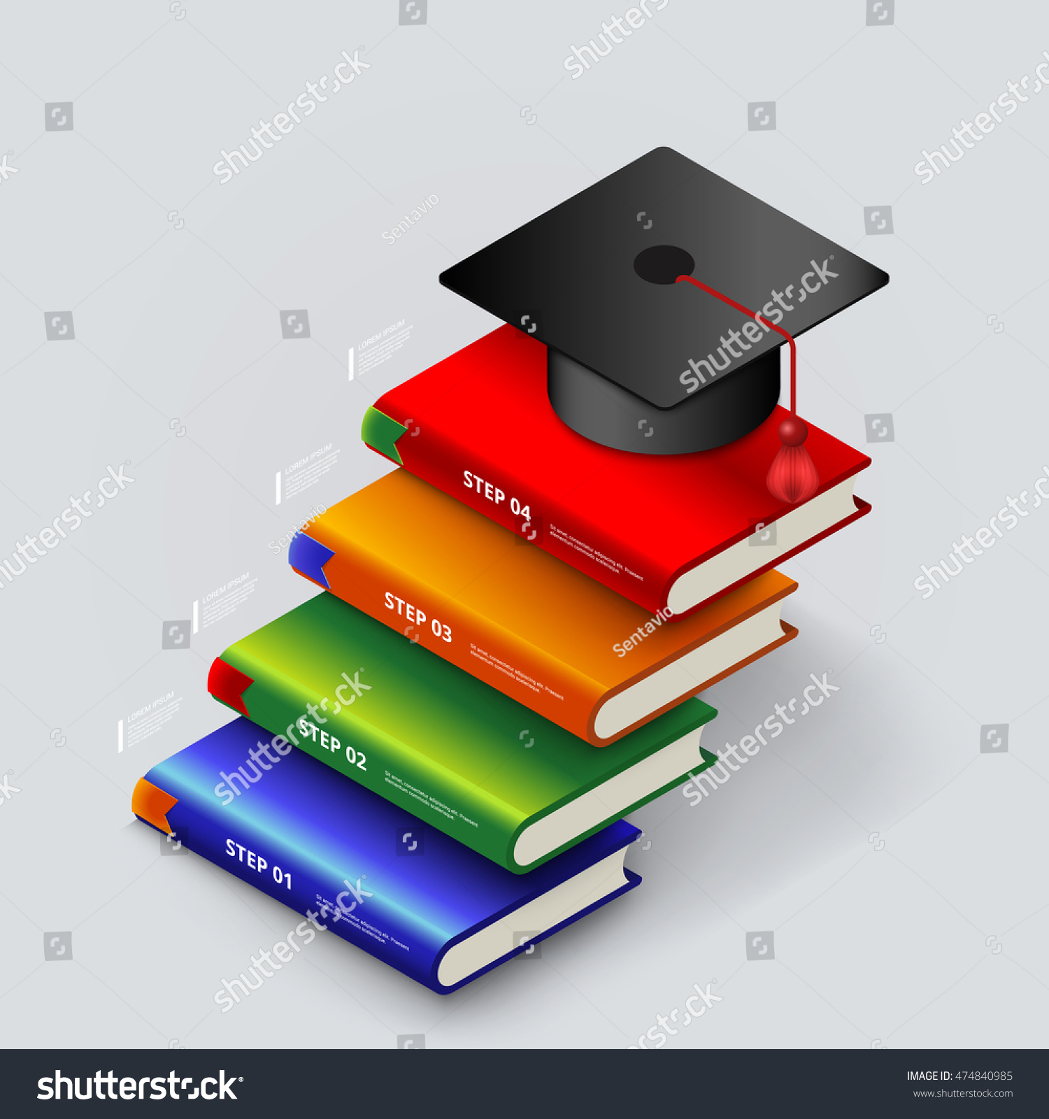 Isometric Style Steps Graduation Vector Illustration Stock Vector ...