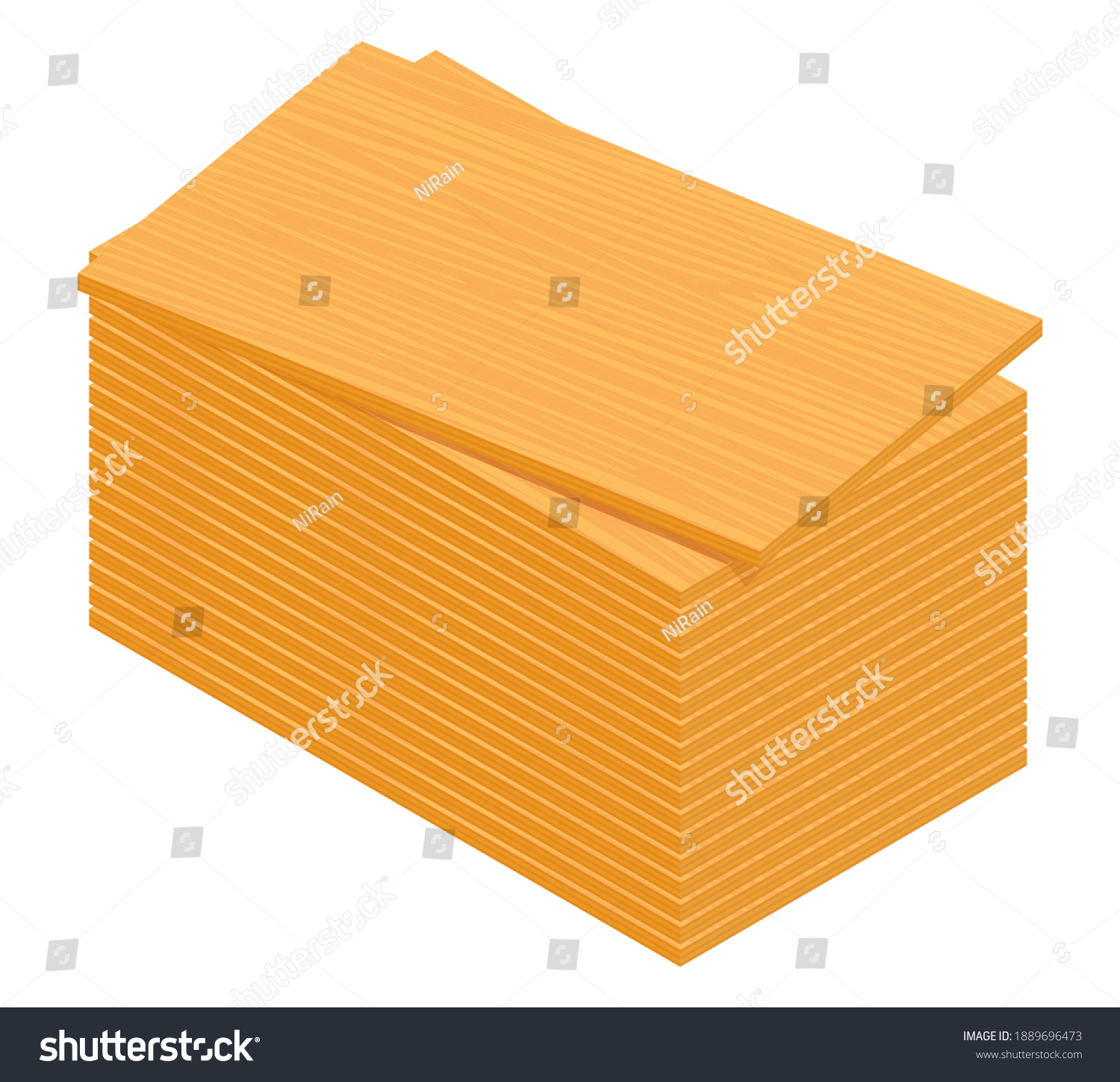 Isometric Vector Illustration Pile Plywood Sheets Stock Vector Royalty