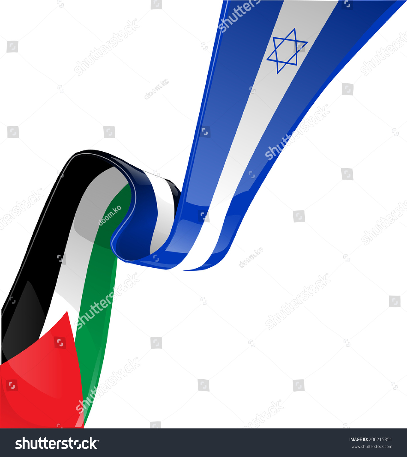 Israel And Palestine Flag On White Background Stock Vector Illustration ...