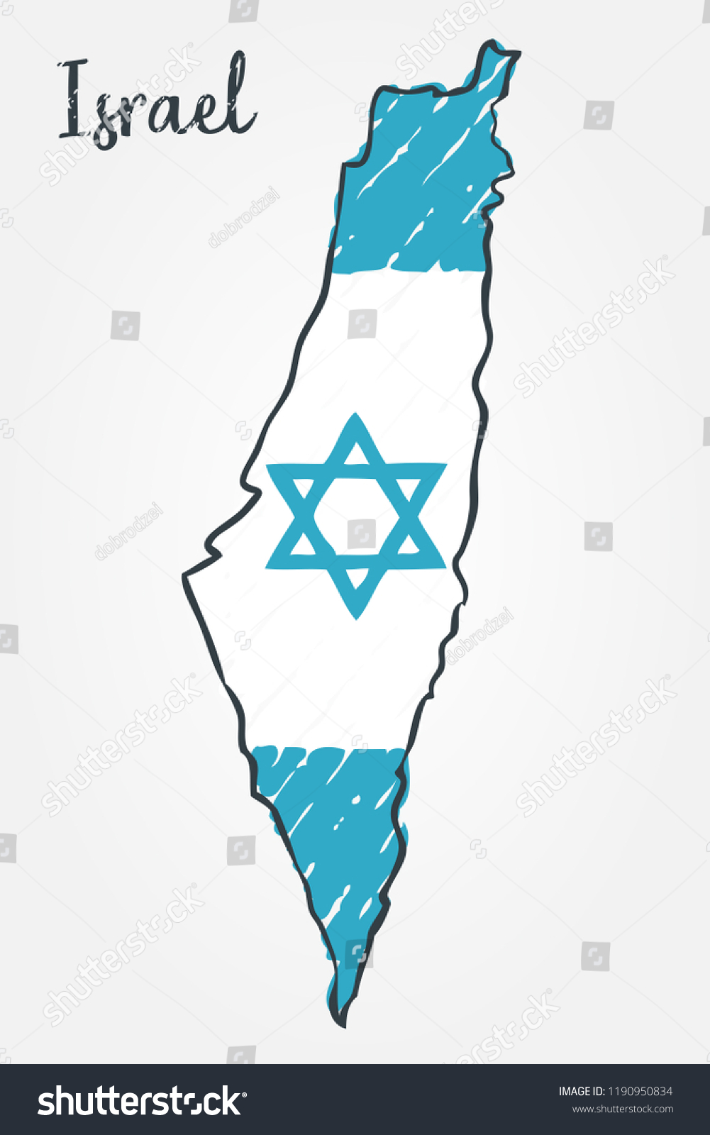 Israel Map Hand Drawn Sketch Vector vector de stock (libre de regalías