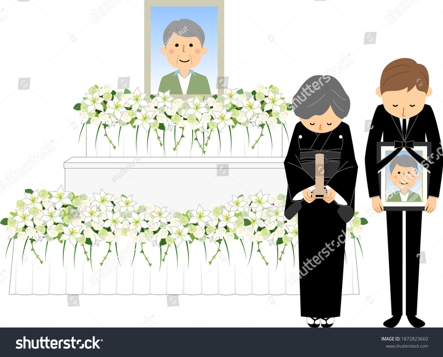 SVG of It is an illustration of the altar and the bereaved family. svg
