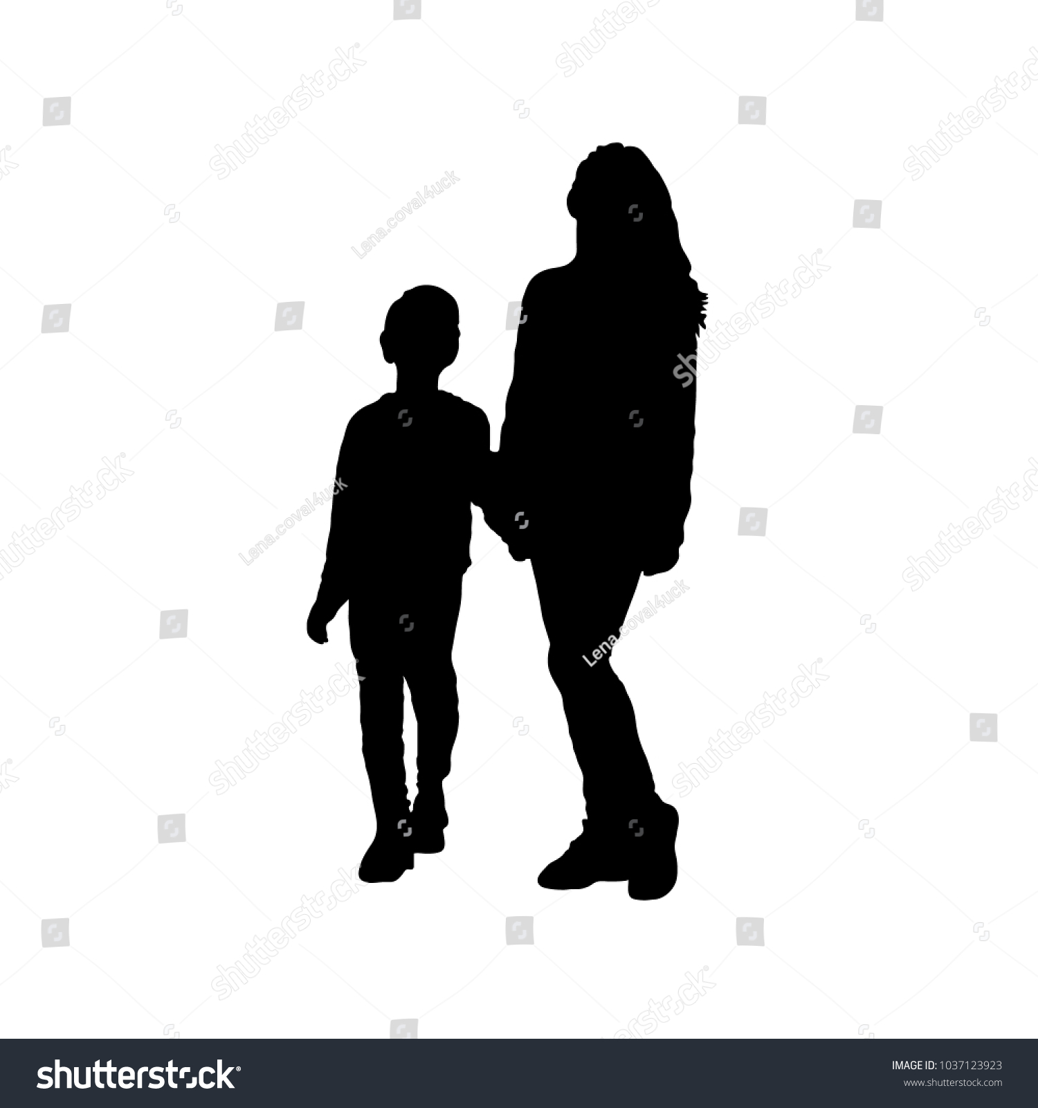 Black White Silhouette Mother Son Which Royalty Free Stock Image