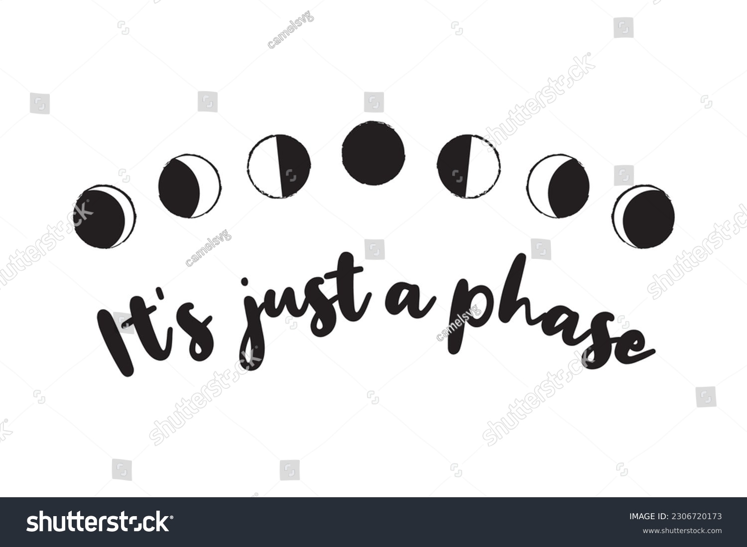 SVG of It is just a moon phase, Lunar phase, Celestial, Moon cycle, Moon phases, illustration, artwork, Moon symbol, Astronomy, Night  svg