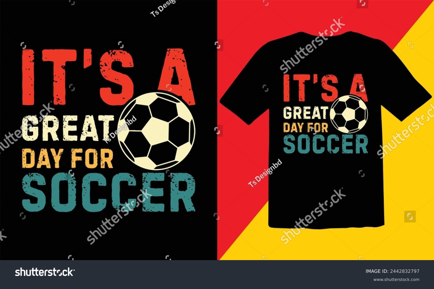 SVG of It's A Great  Day For Soccer  Vintage T Shirt Design,Soccer Vintage T shirt Design,Soccer Typography T shirt Design,Soccer Cut Files,Game Day Cut Files design svg