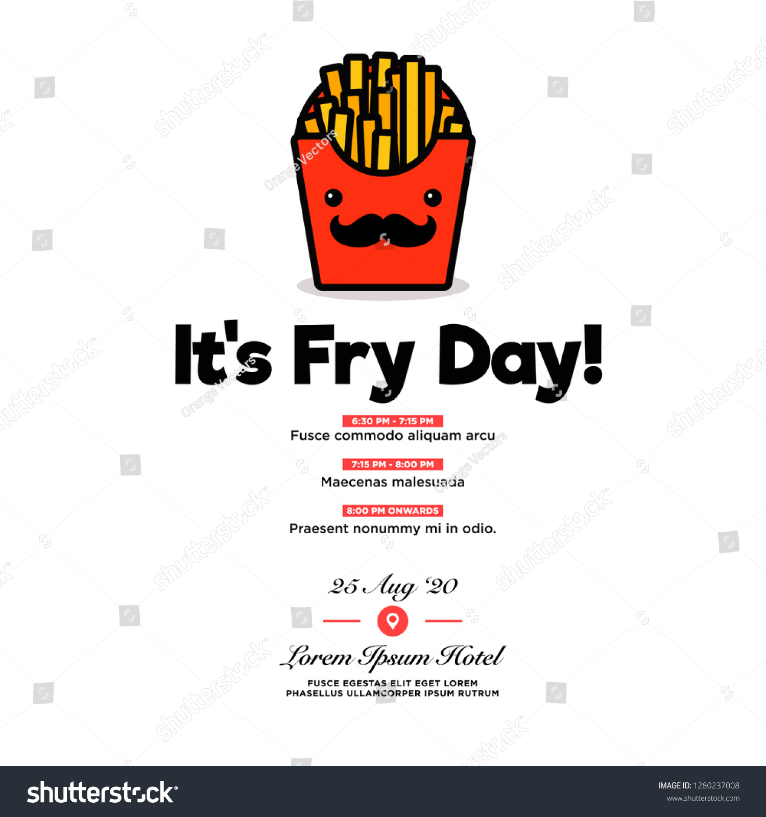 Fry Day French Fries Packet Invitation Stock Vector (Royalty Free