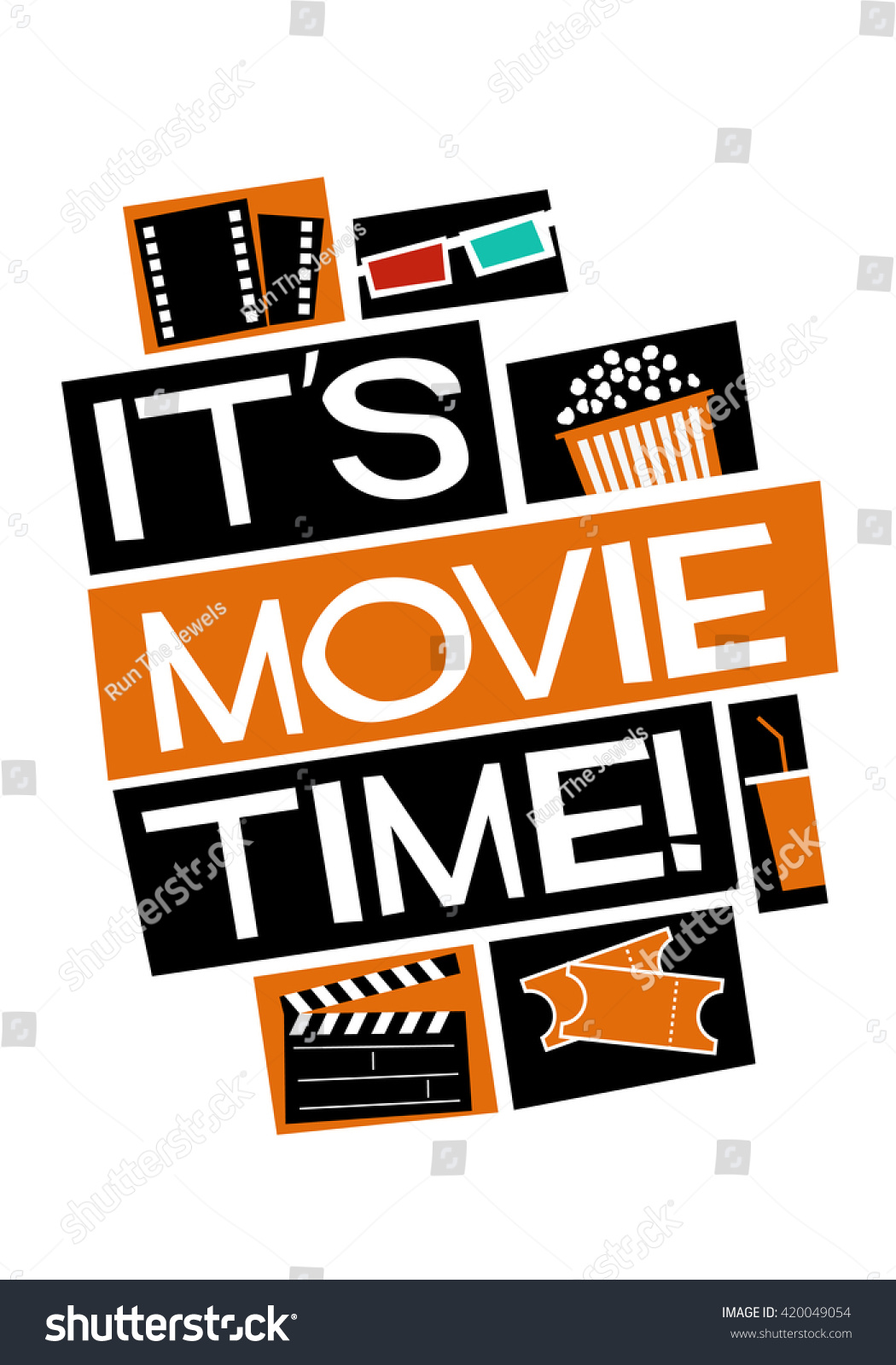 Movie Time Vector Illustration Poster Design Stock Vector (Royalty Free
