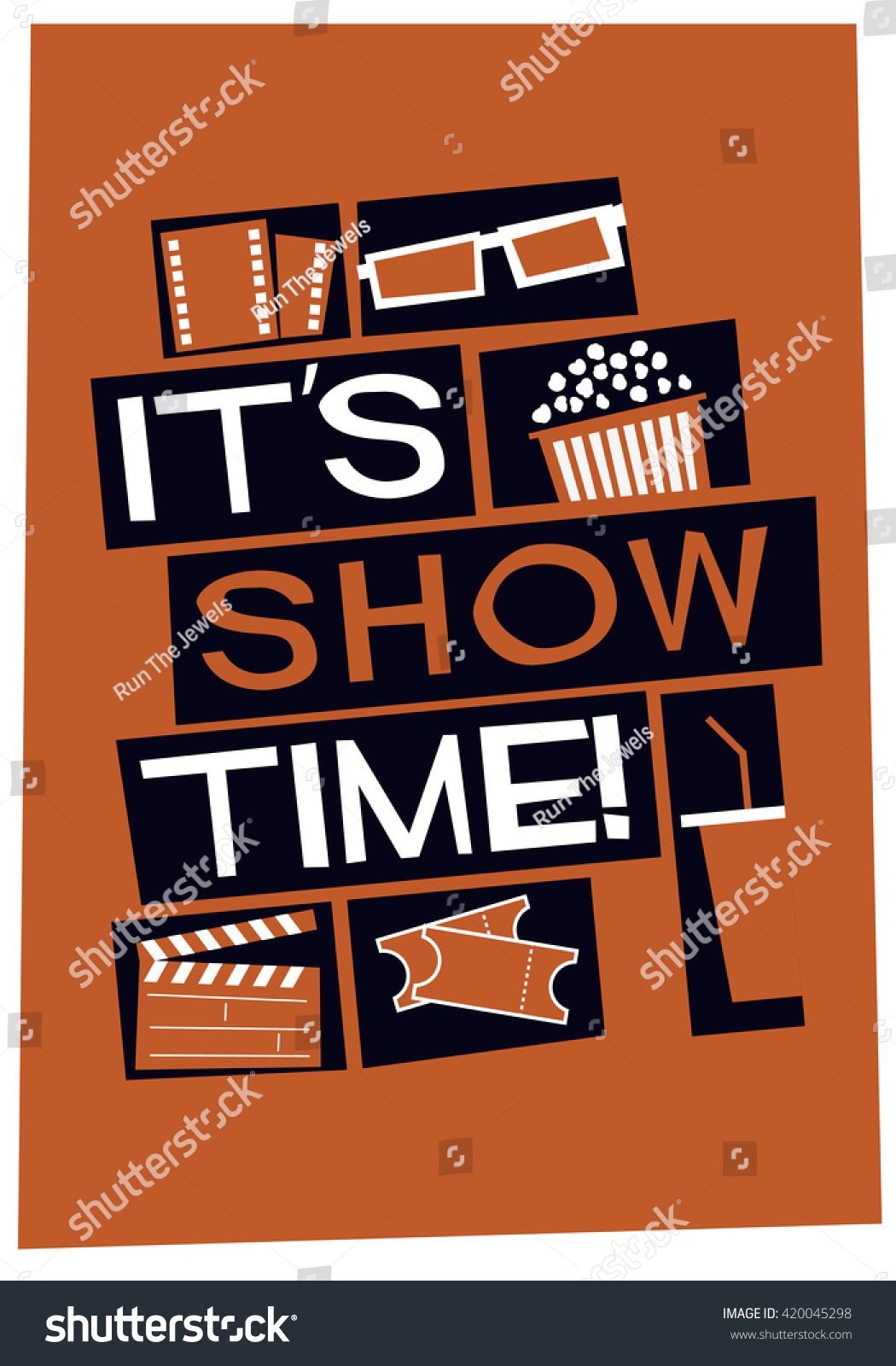 Show Time Vector Illustration Poster Design เวกเตอร์สต็อก (ปลอดค่า