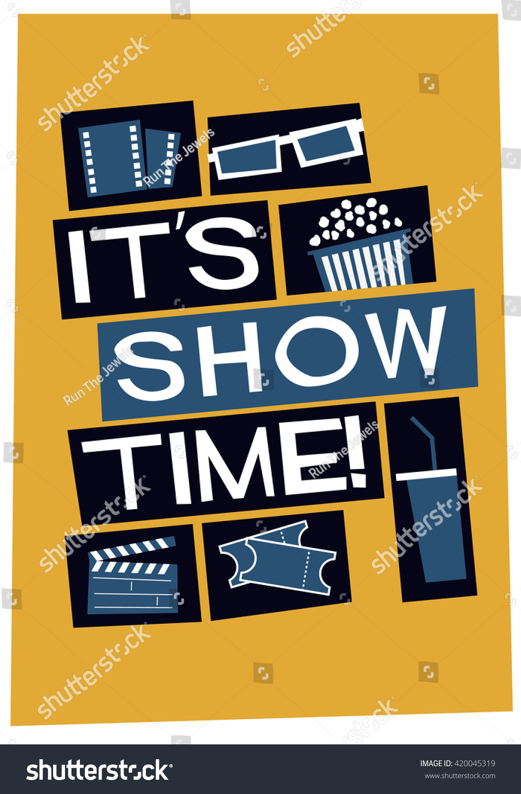 Show Time Vector Illustration Poster Design vector de stock (libre de