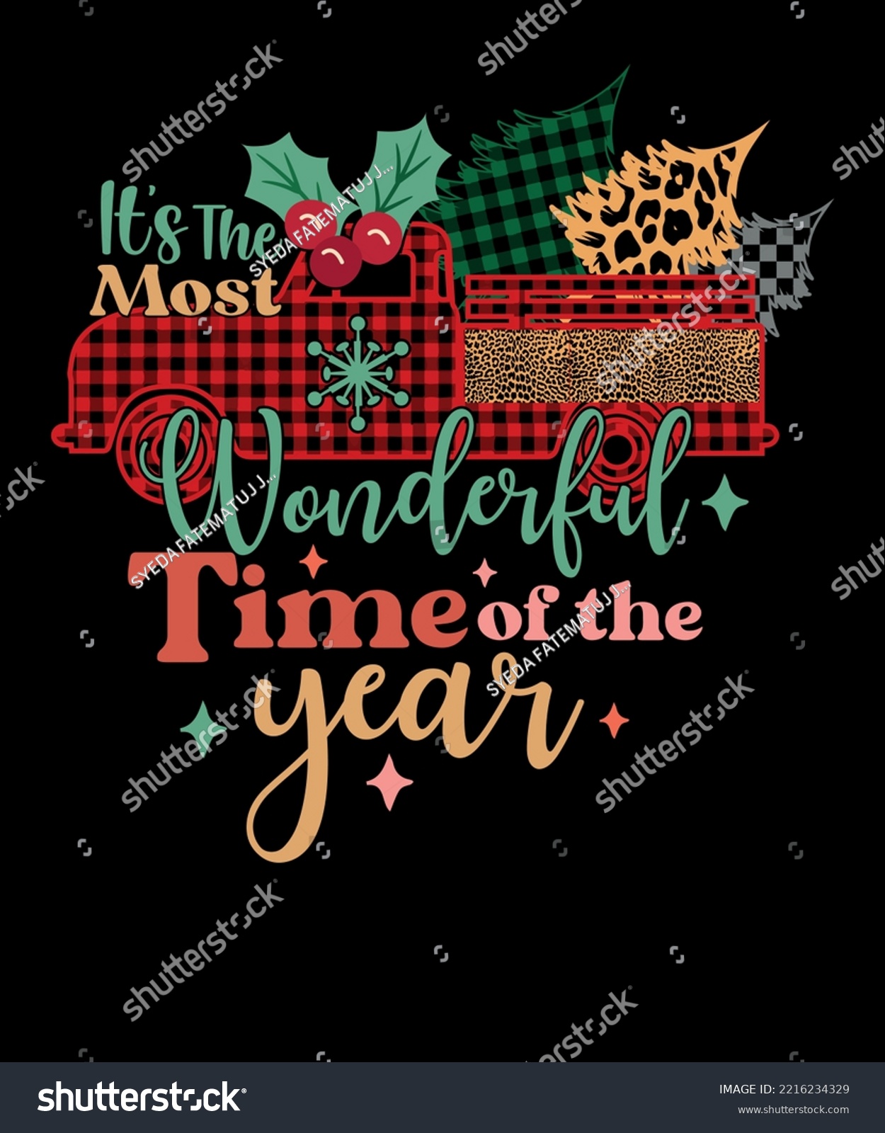 SVG of It's the Most Wonderful Time of the Year Family Christmas Buffalo Plaid Car T shirt Design svg
