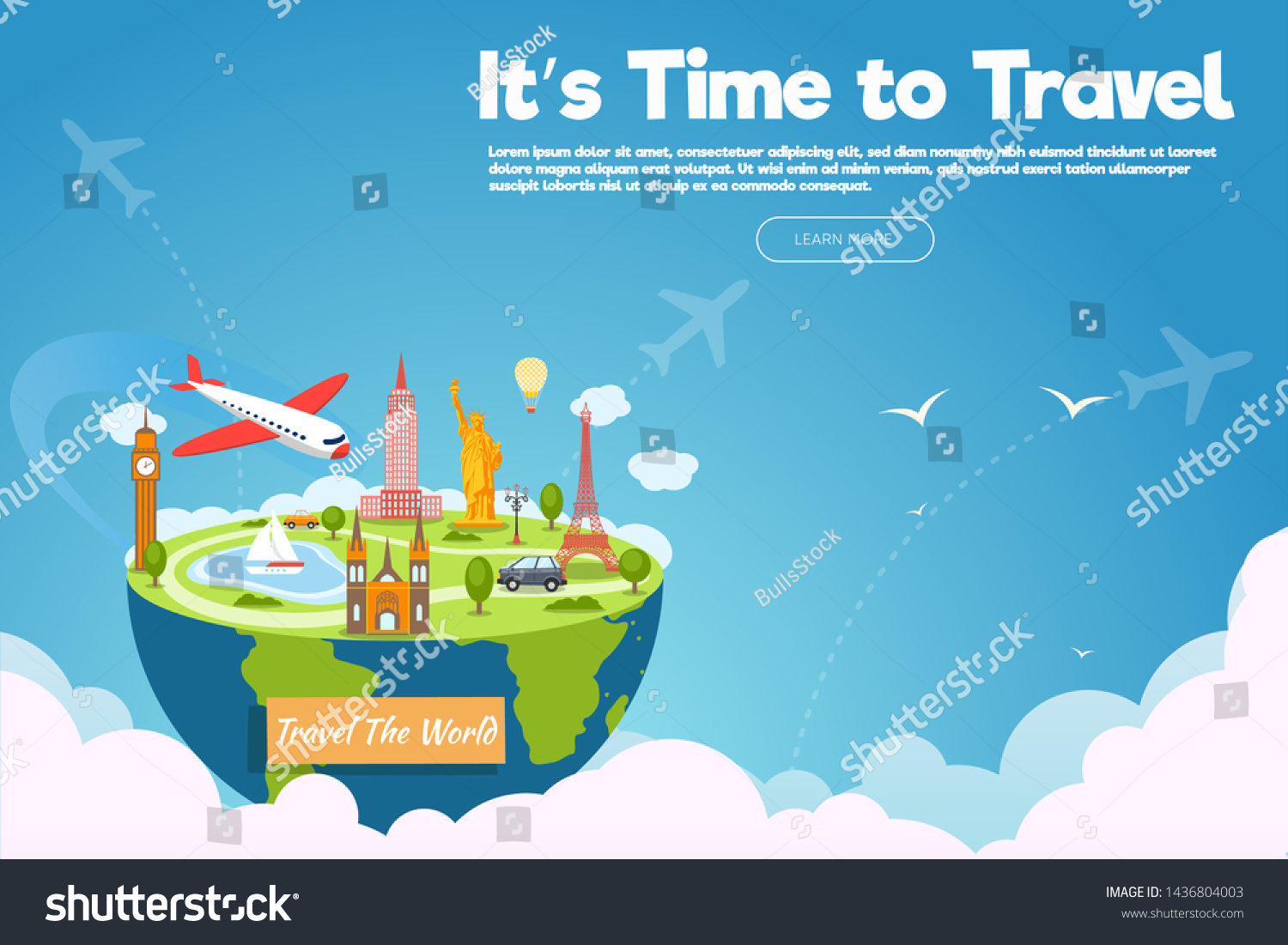 Time Traveltravel Banner Skymodern Flat Design Stock Vector (Royalty ...