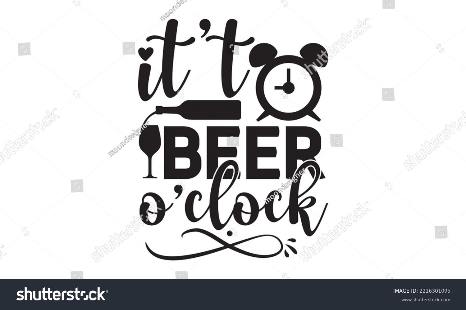 SVG of It’t beer o’clock - Alcohol SVG T Shirt design, Girl Beer Design, Prost, Pretzels and Beer, Vector EPS Editable Files, Alcohol funny quotes, Oktoberfest Alcohol SVG design,  EPS 10 svg