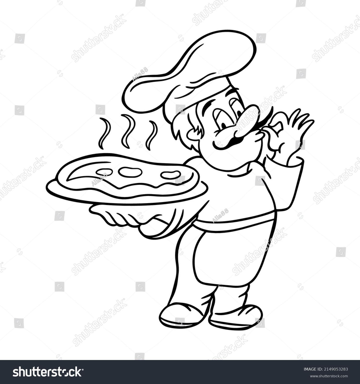 Italian Chef Pizza Pizzaiolo Vector Illustration Stock Vector (Royalty ...