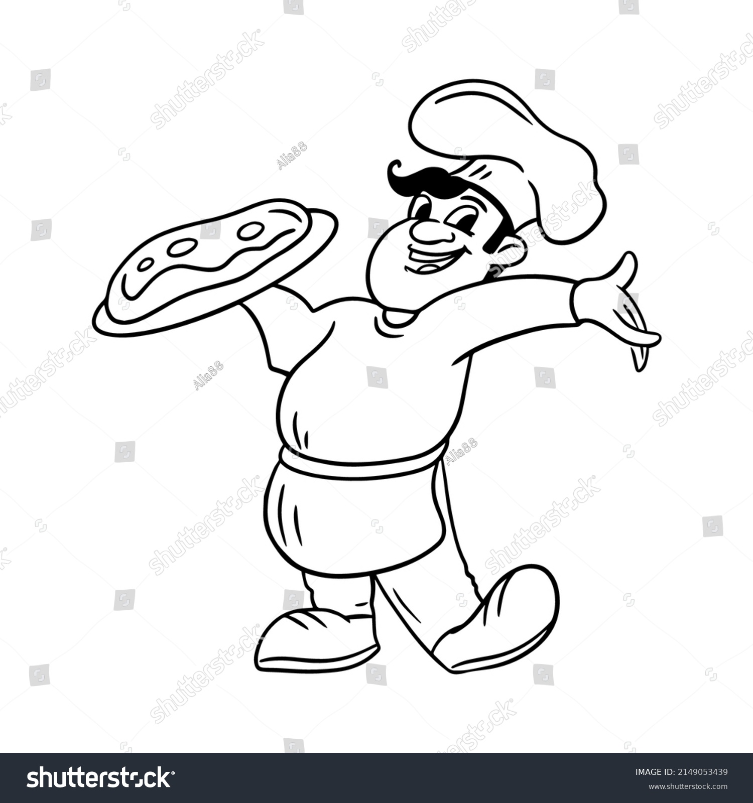 Italian Chef Pizza Pizzaiolo Vector Illustration Stock Vector (Royalty ...