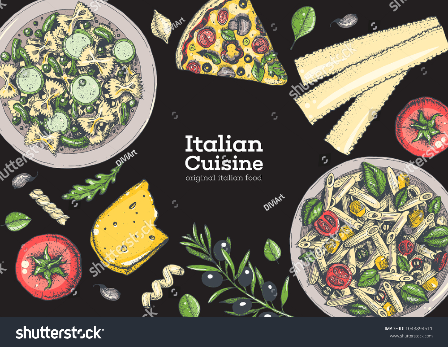 Italian Cuisine Top View Frame Set Stock Vector (Royalty Free ...