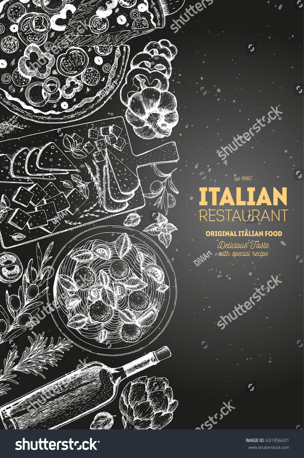 Italian Cuisine Top View Poster Set Stock Vector Royalty Free