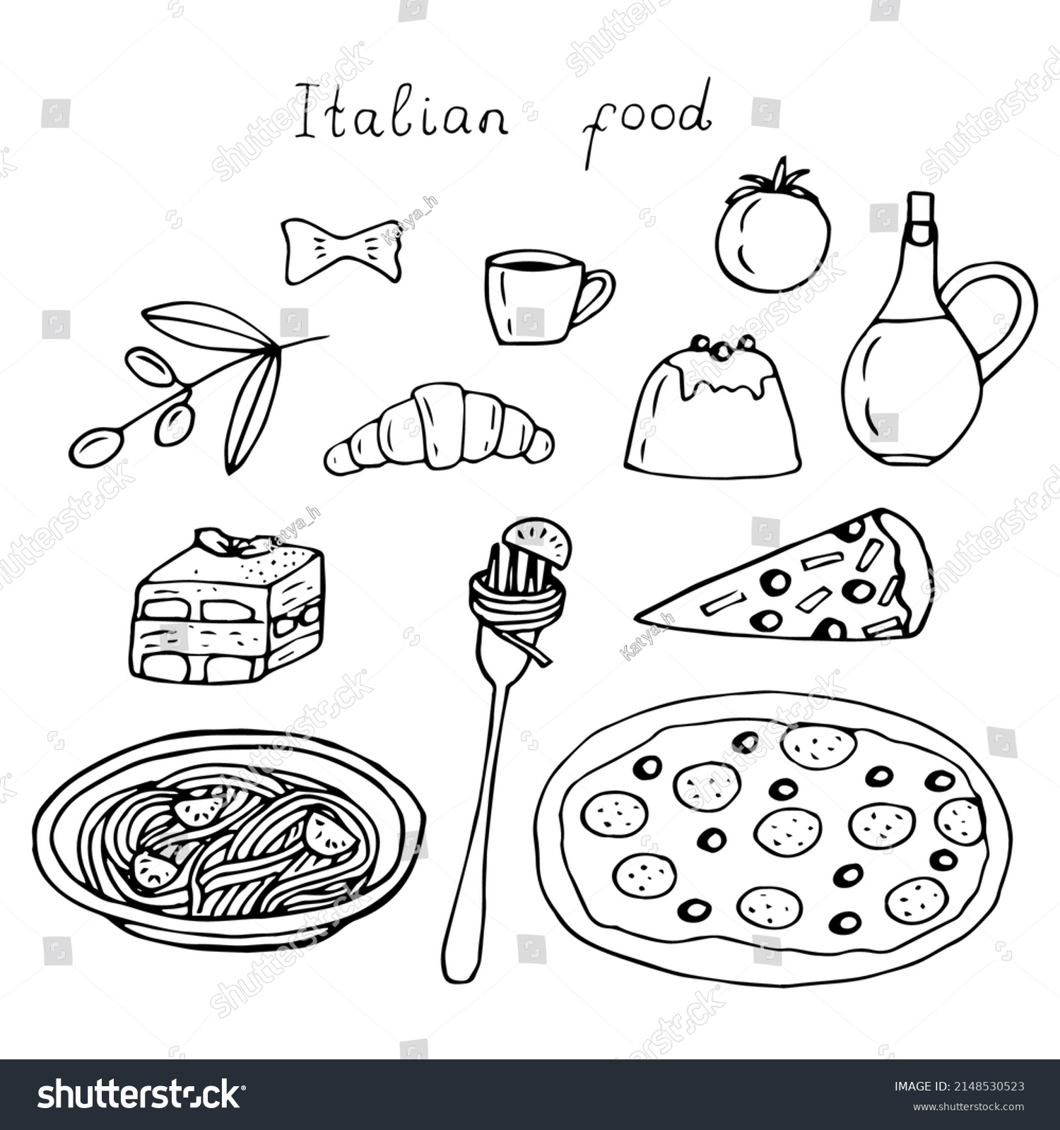 Italian Food Set Vector Illustration Hand Stock Vector (Royalty Free ...