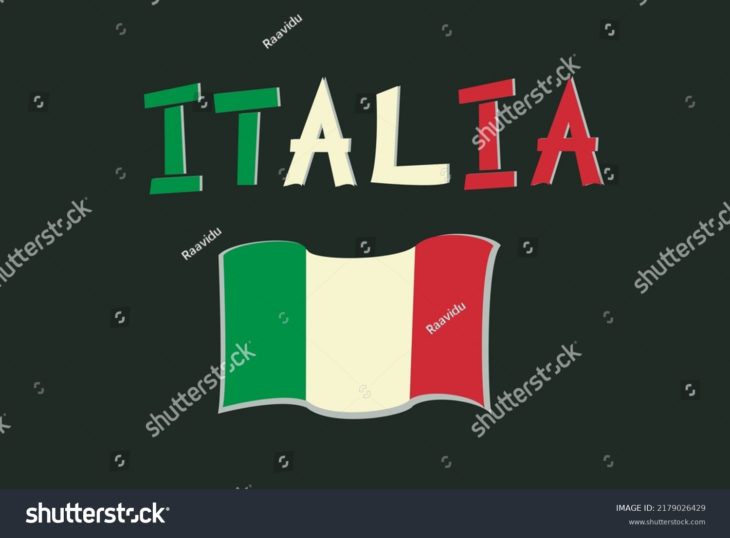 Italian Named Text Vector Italy Flag Stock Vector (Royalty Free ...