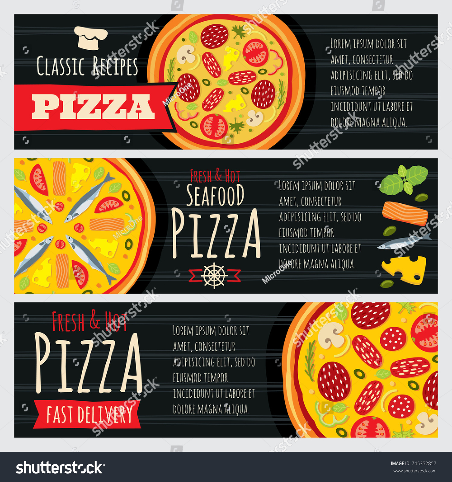 Italian Pizza Pizzeria Restaurant Vector Horizontal Stock Vector Royalty Free