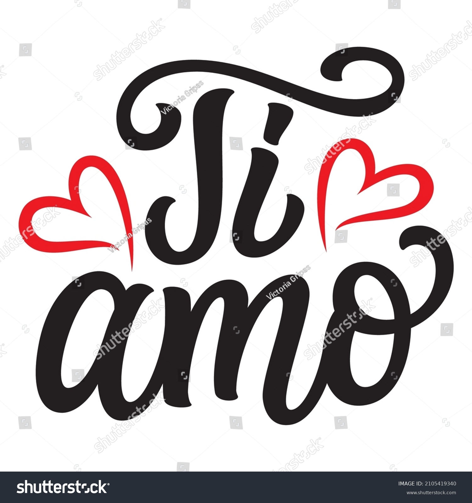 Italian Translation Love You Hand Lettering Stock Vector (Royalty Free ...