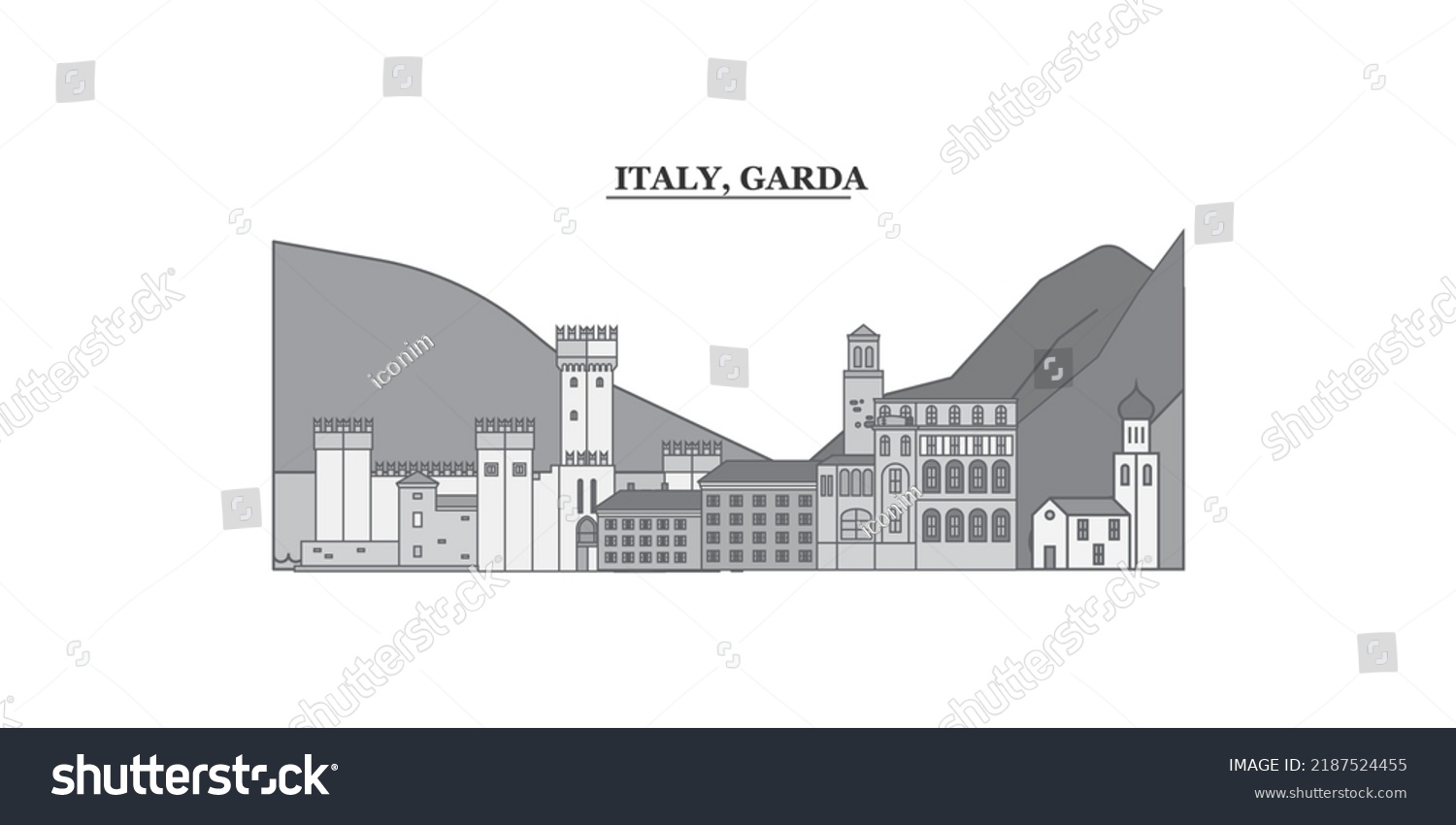 SVG of Italy, Garda city skyline isolated vector illustration, icons svg