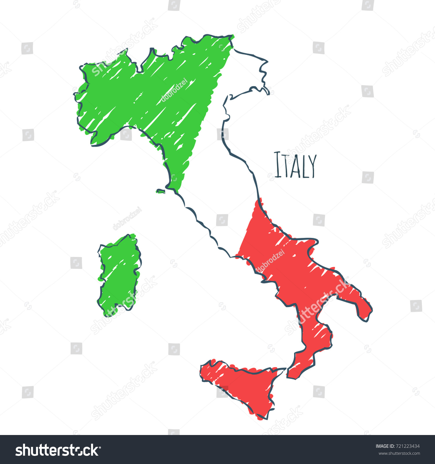 Italy Map Hand Drawn Sketch Vector Stock Vector (Royalty Free