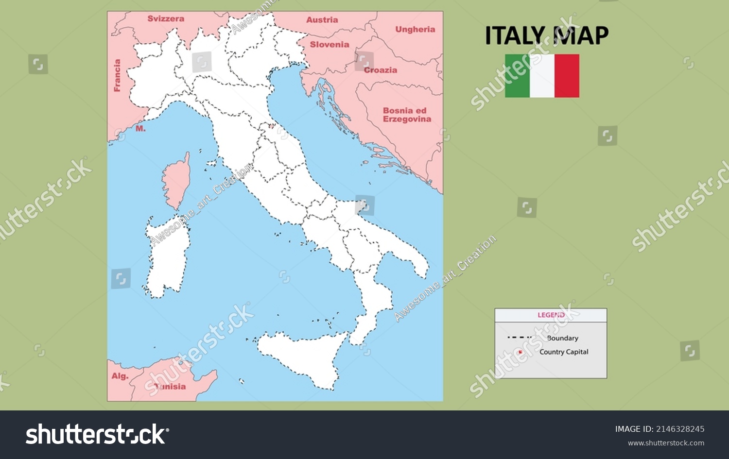 Italy Map Political Map Italy Italy Stock Vector (Royalty Free ...