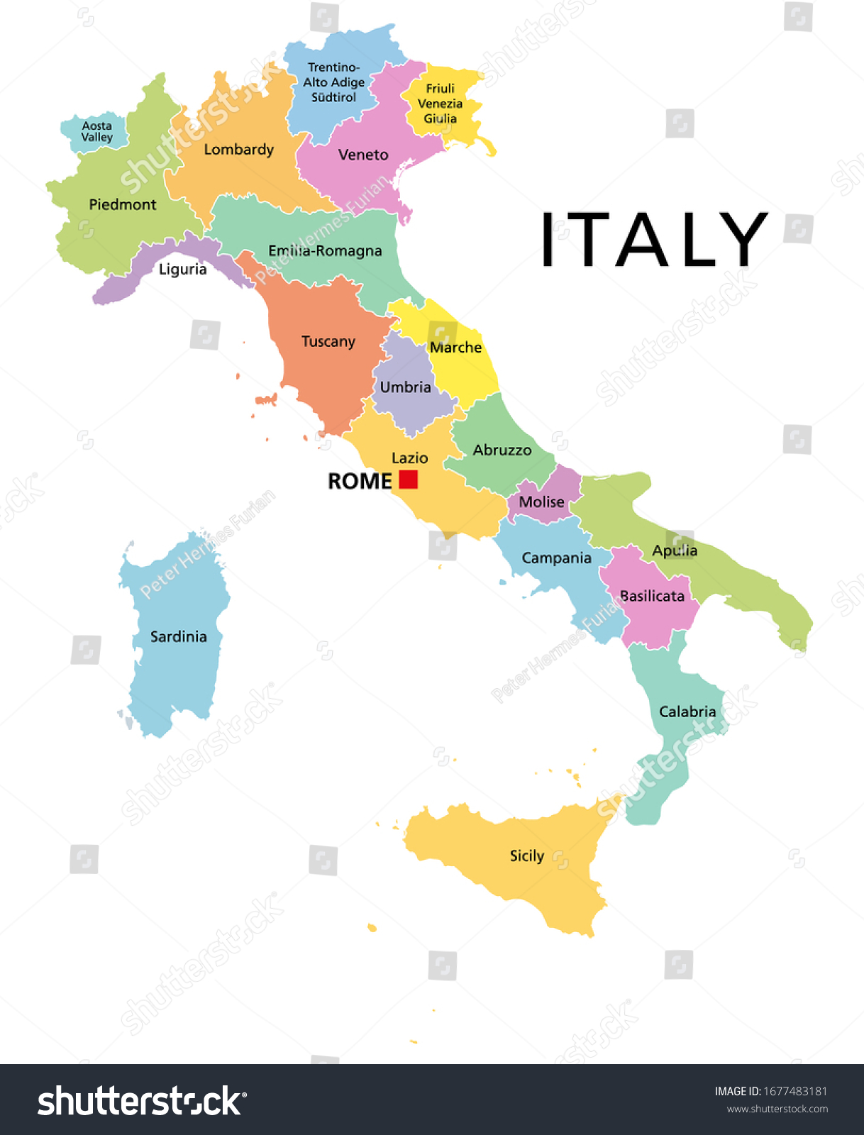 Italy In World Political Map Italy Political Map Multicolored Administrative Divisions Stock Vector  (Royalty Free) 1677483181 | Shutterstock